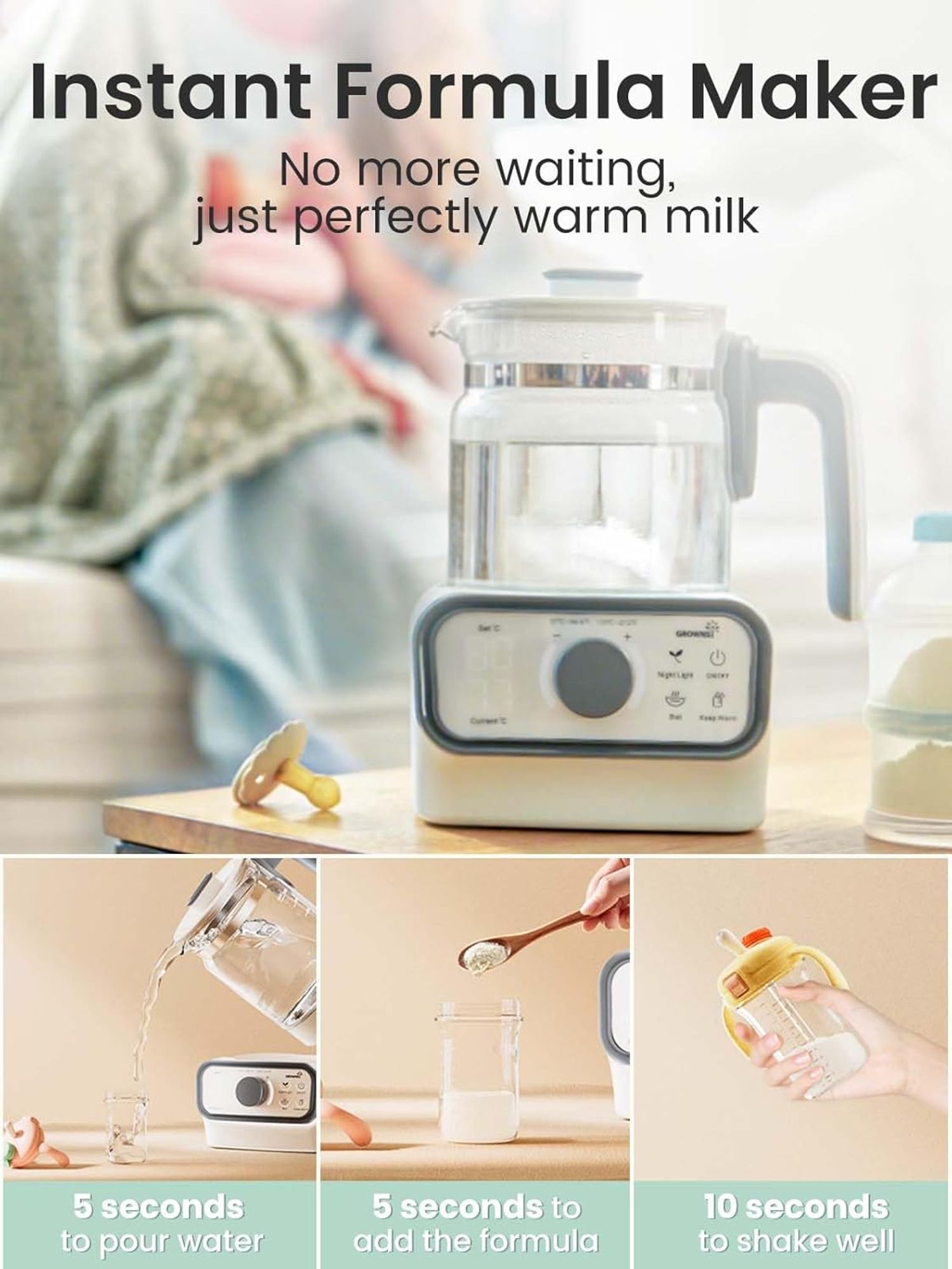 GROWNSY GREIWK113WHV2-LOWE Baby-Food-Makers-Bottle-Warmers - View #2