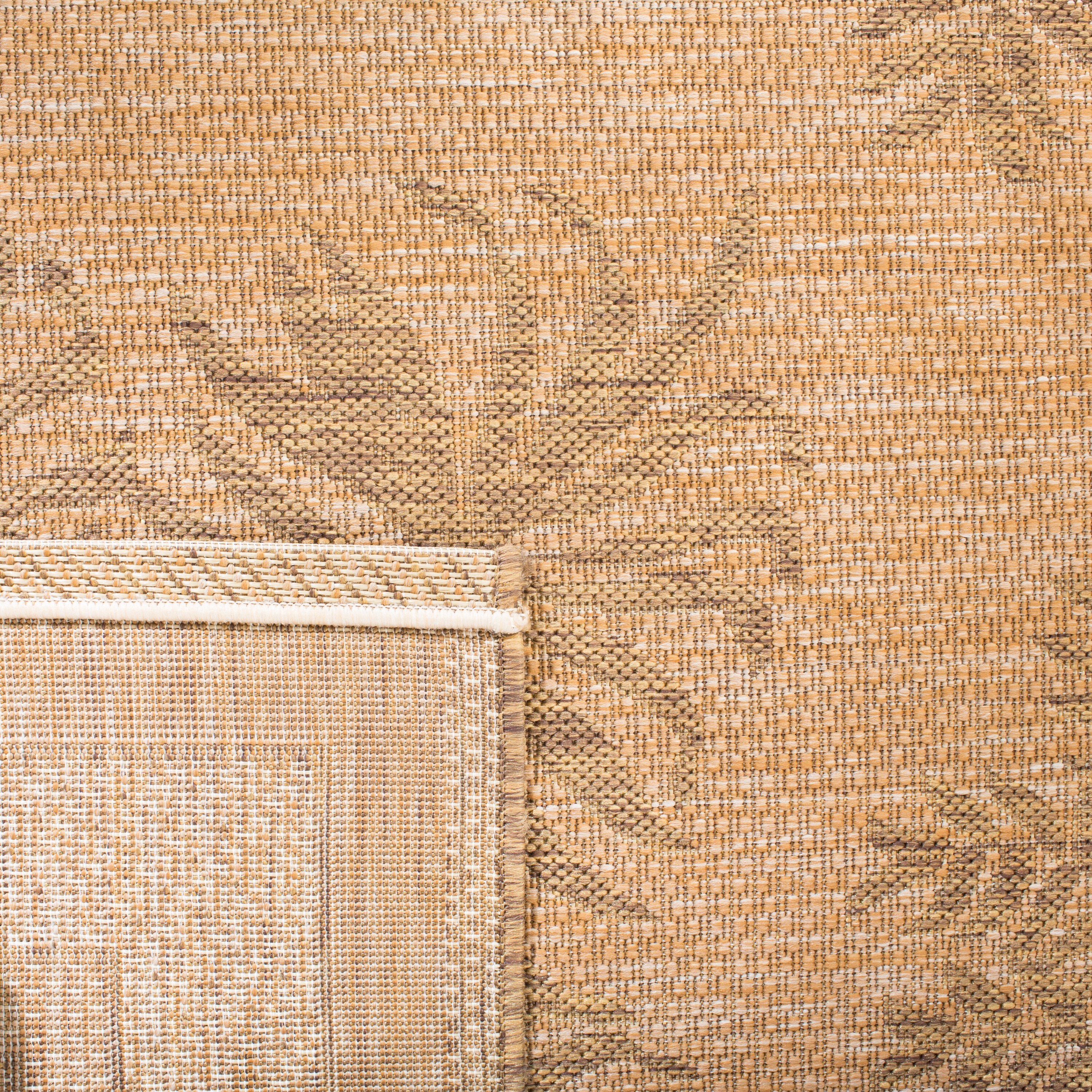 Natural Gold Flat Woven Rectangular Synthetic Area Rug