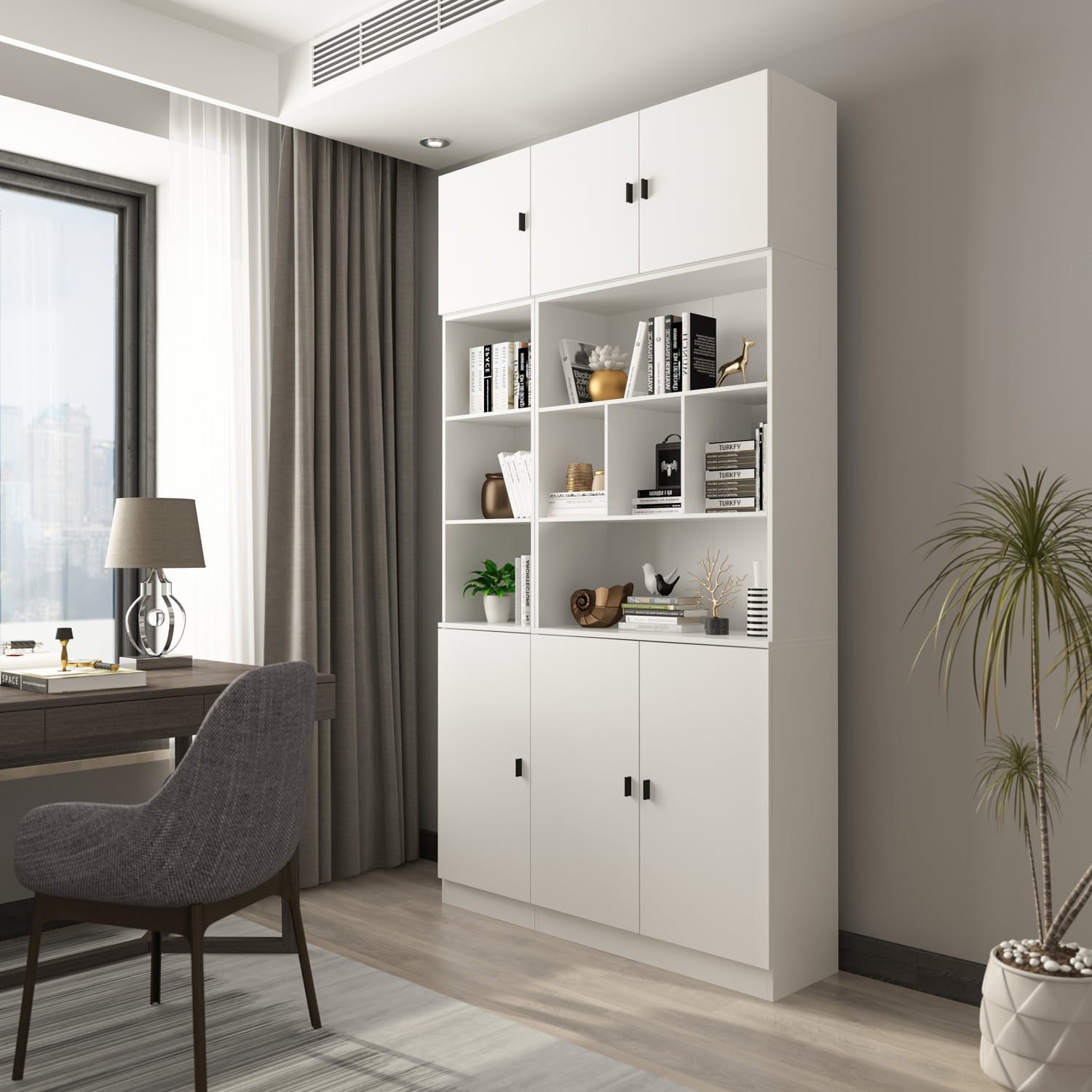FUFU&GAGA 47.2-in W x 87.7-in H Mdf White Freestanding Utility Storage Cabinet