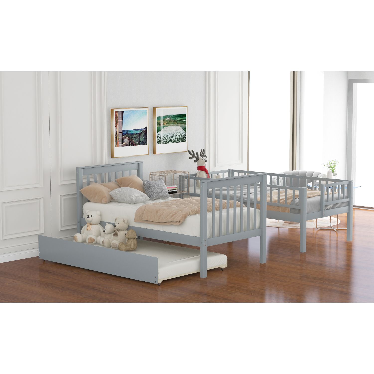 JASMODER Gray Twin Composite Platform Bed with Storage at Lowes.com