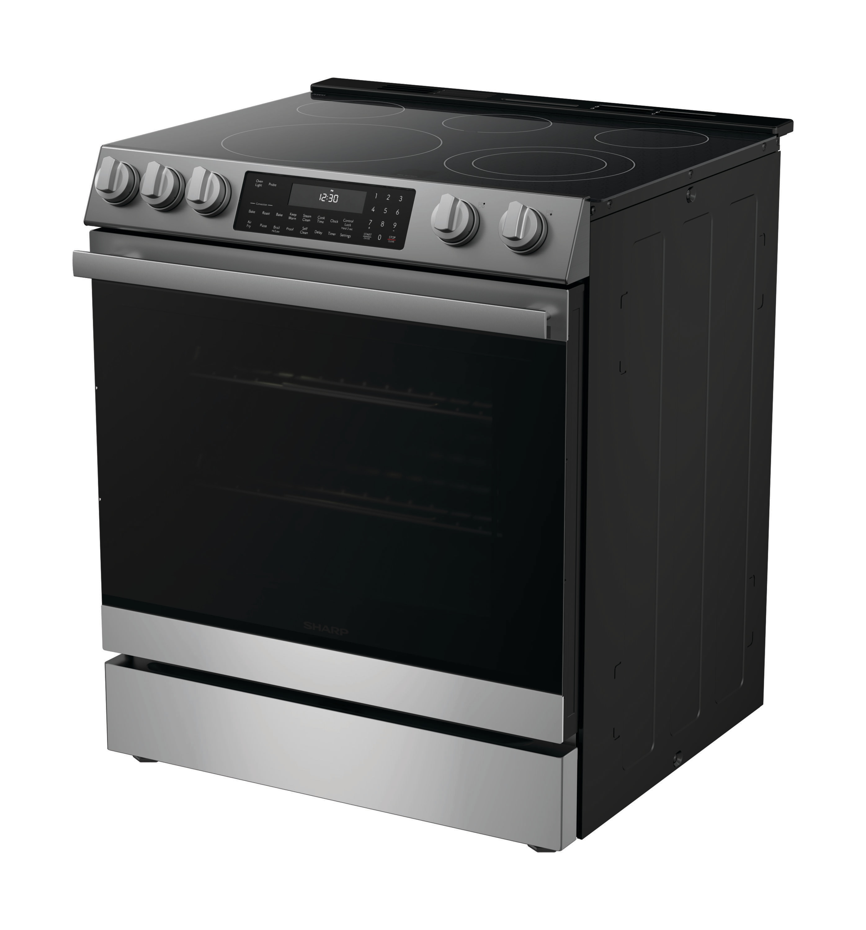 Midea 30-in Glass Top 5 Burners 6.3-cu ft Self-Cleaning Air Fry