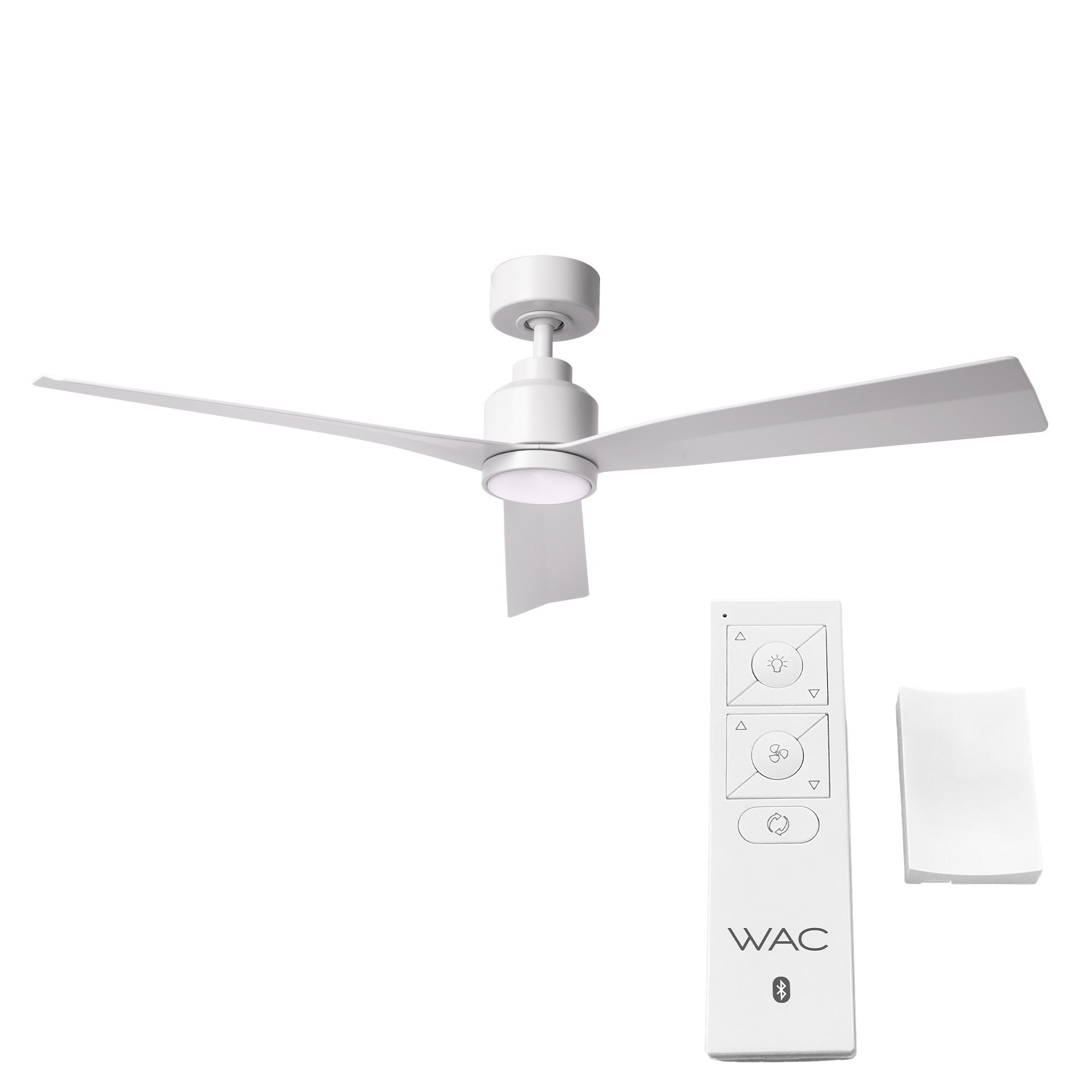 WAC Lighting Clean 52-in Matte White LED Indoor/Outdoor Smart Ceiling Fan  with Light Remote (3-Blade) in the Ceiling Fans department at