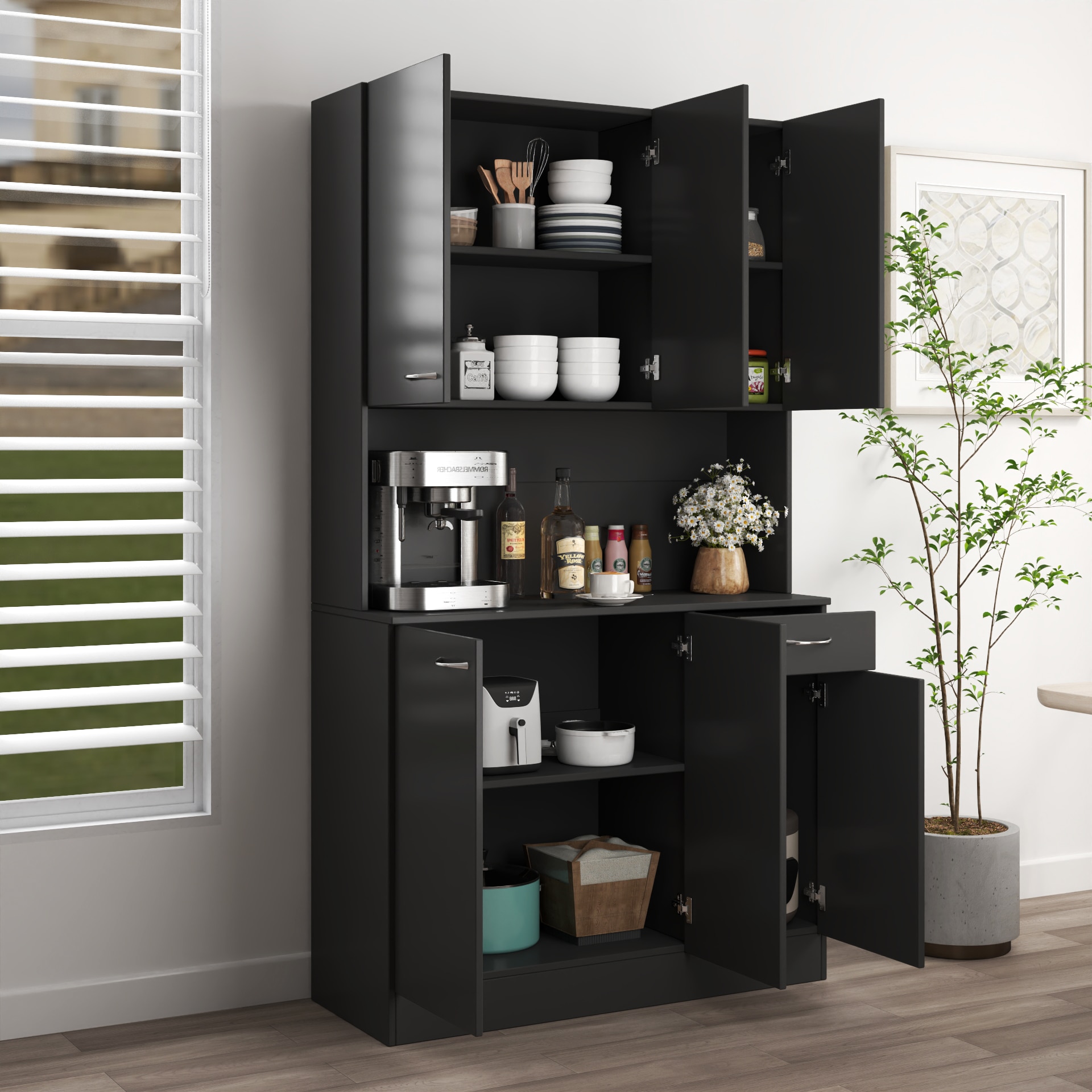 Oaks Decor OA331S0059 Contemporary/Modern Black Pantry