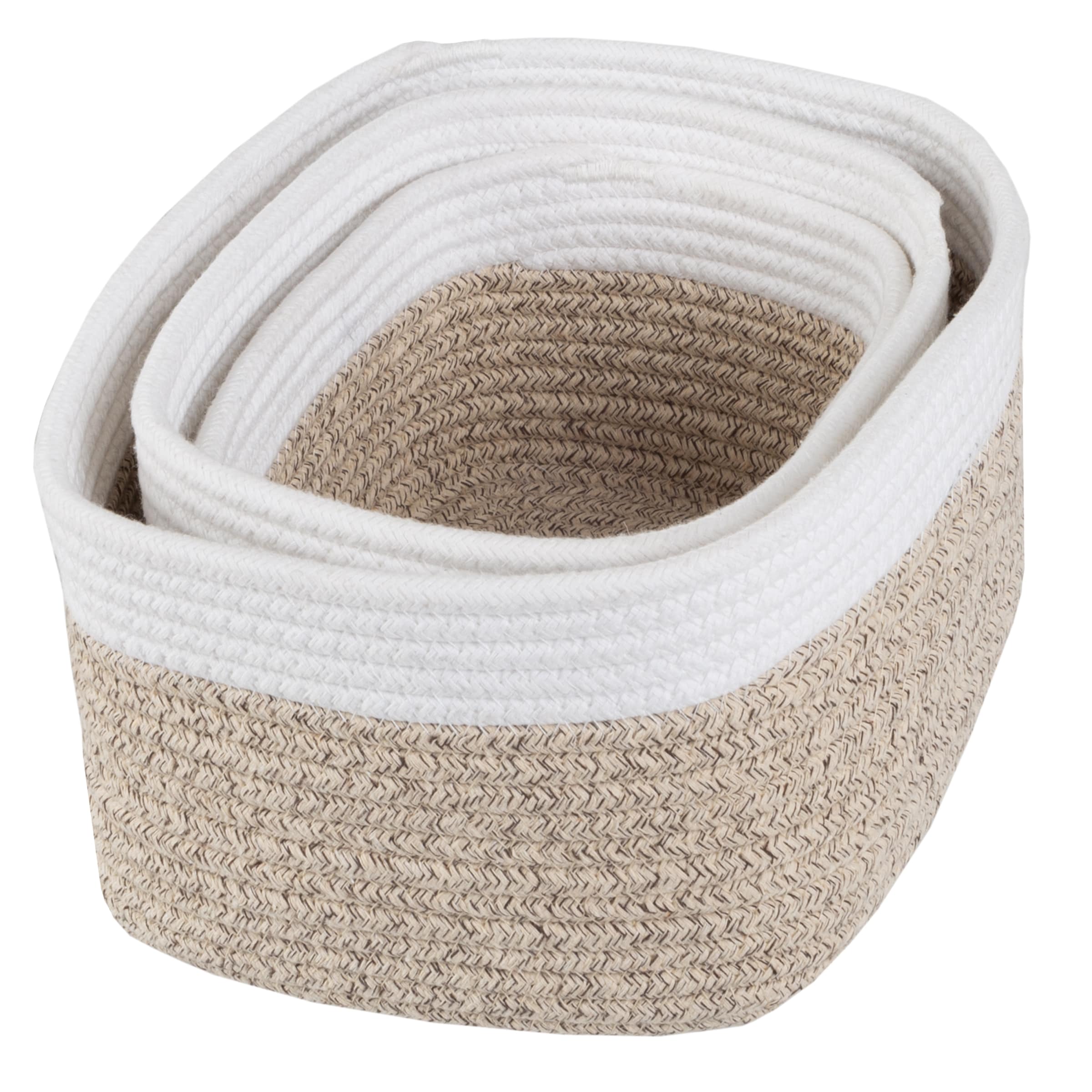 BINO | Woven Plastic Basket | Small (White), 5-Pack | THE JUTE COLLECTION |  Home Organization, Space - Saving Storage, Stylish Design | Jute Basket 