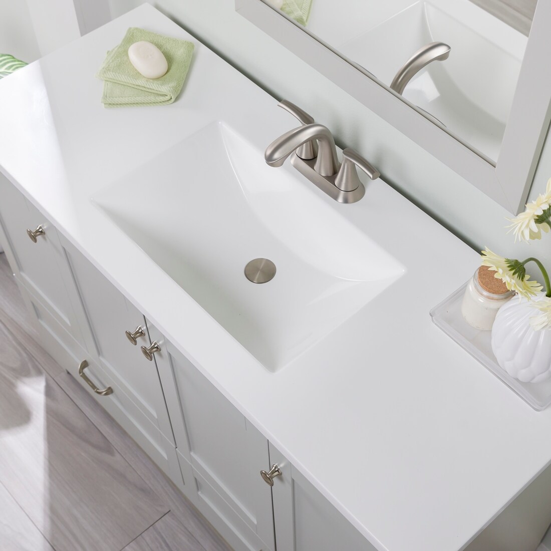 Diamond NOW Cassidy 48-in Pearl Gray Single Sink Bathroom Vanity with White Cultured Marble Top