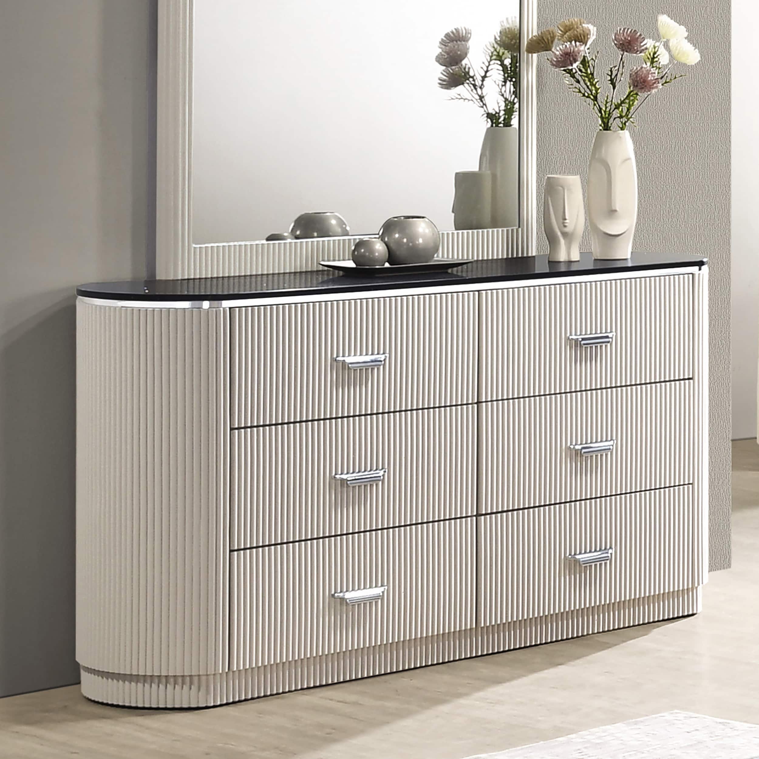 Furniture of America IDF-N7244GY-D Addy Light Gray Rubberwood 6 -Drawer Standard dresser