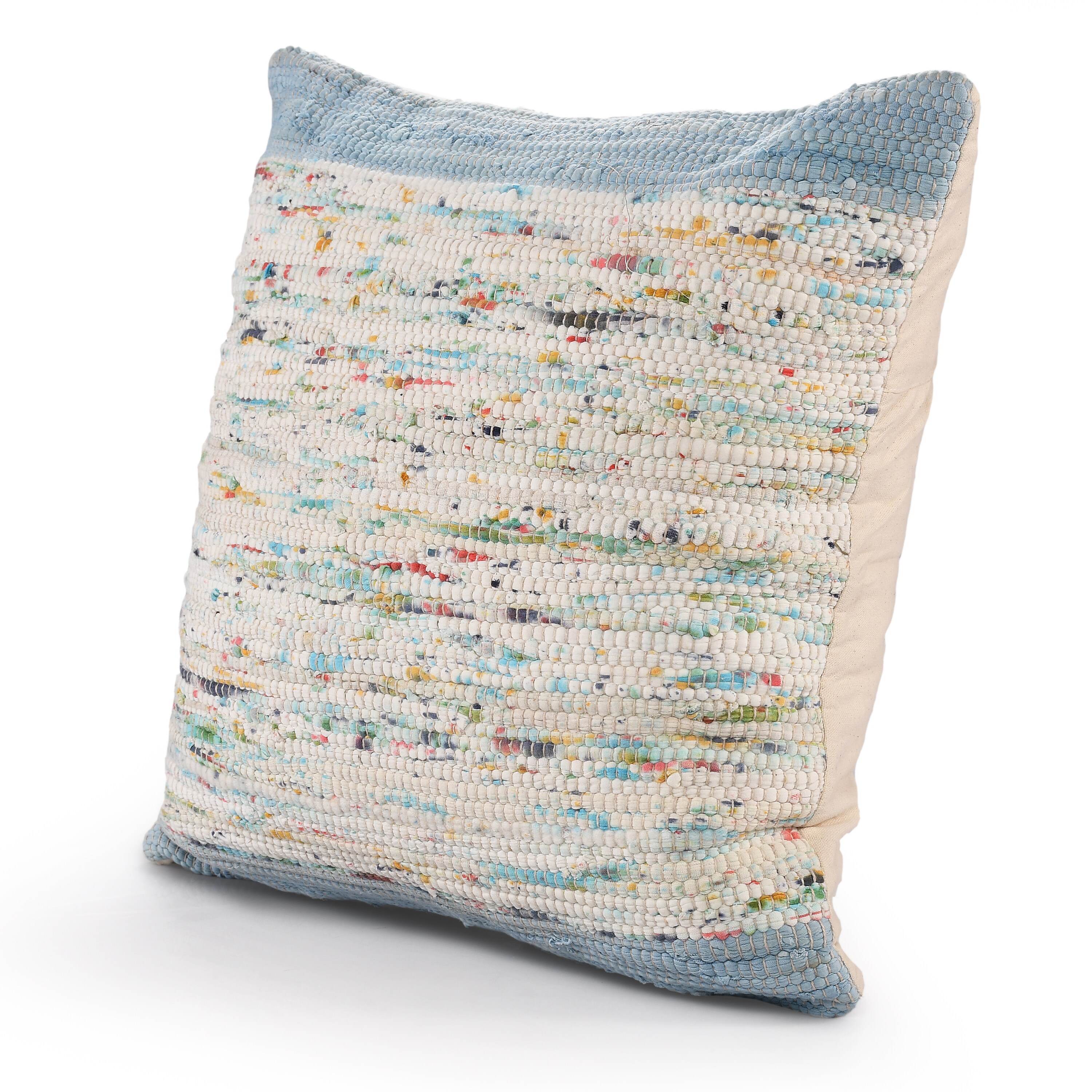 Blue and Multicolor Cotton Textured Square Throw Pillow Set