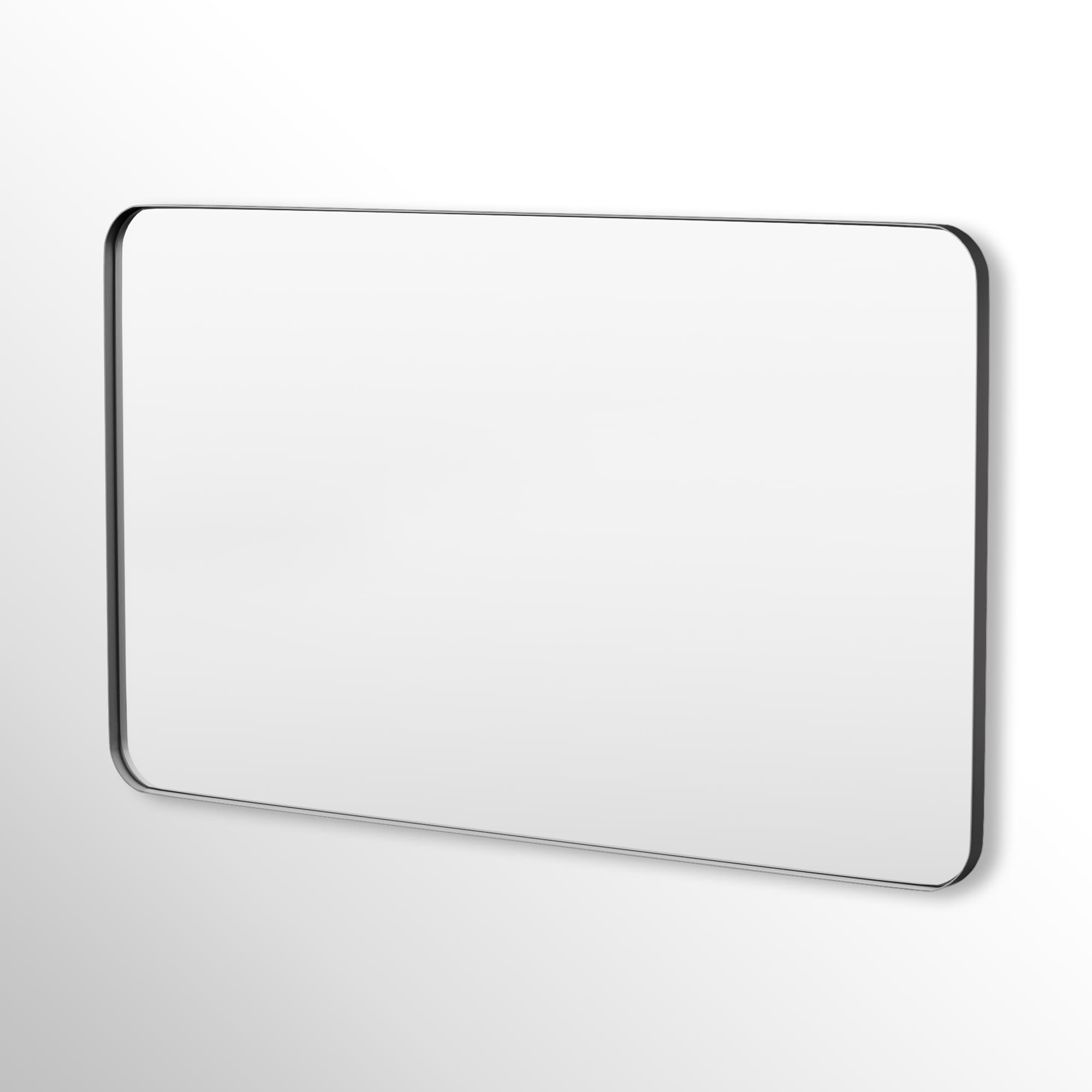 FurniFusion SF-Y-6036-B 60-in W x 36-in H Rectangle Black Framed Wall Mirror