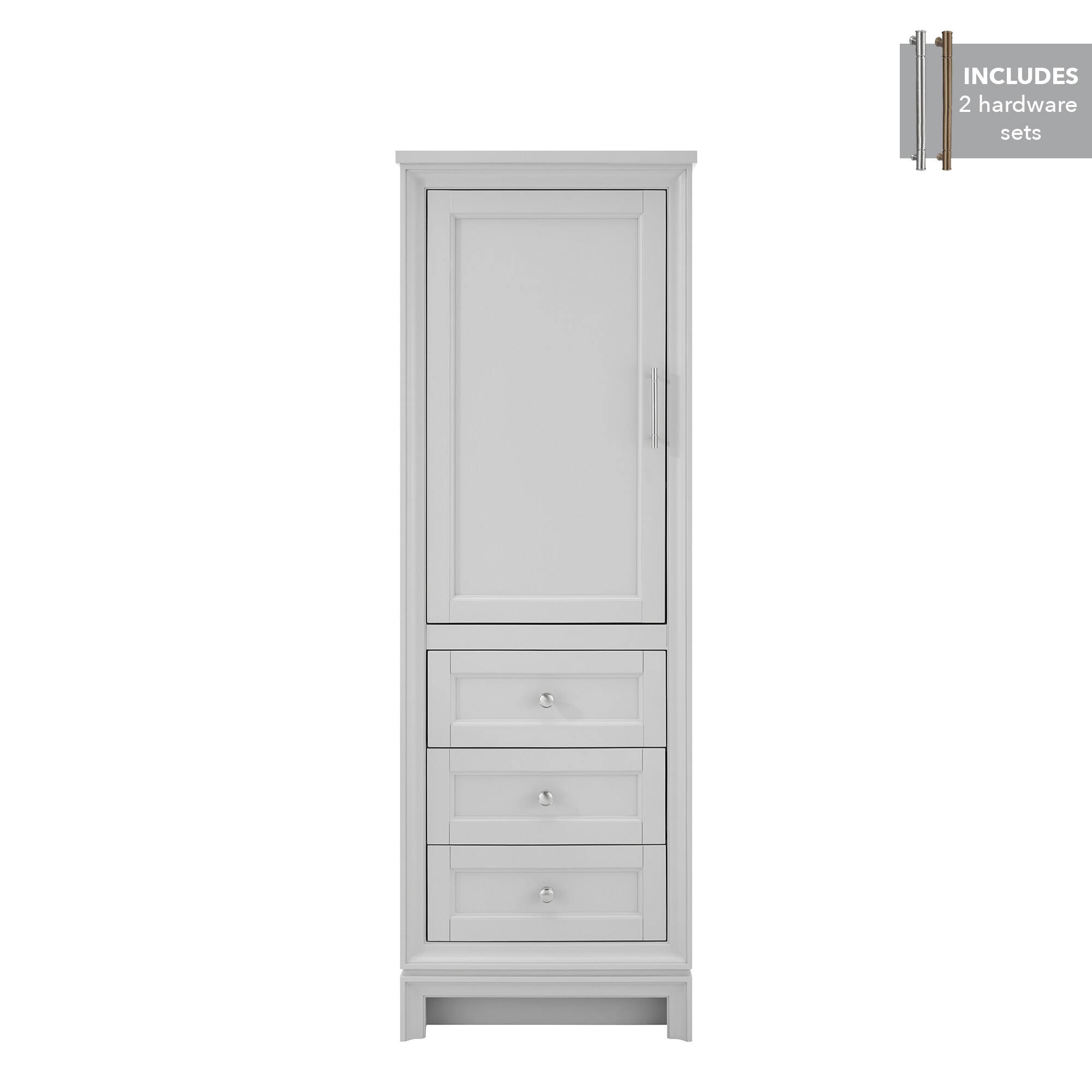 Alaterre Furniture Dorset Bathroom Storage Tower with Open Upper Shelves and Lower Cabinet