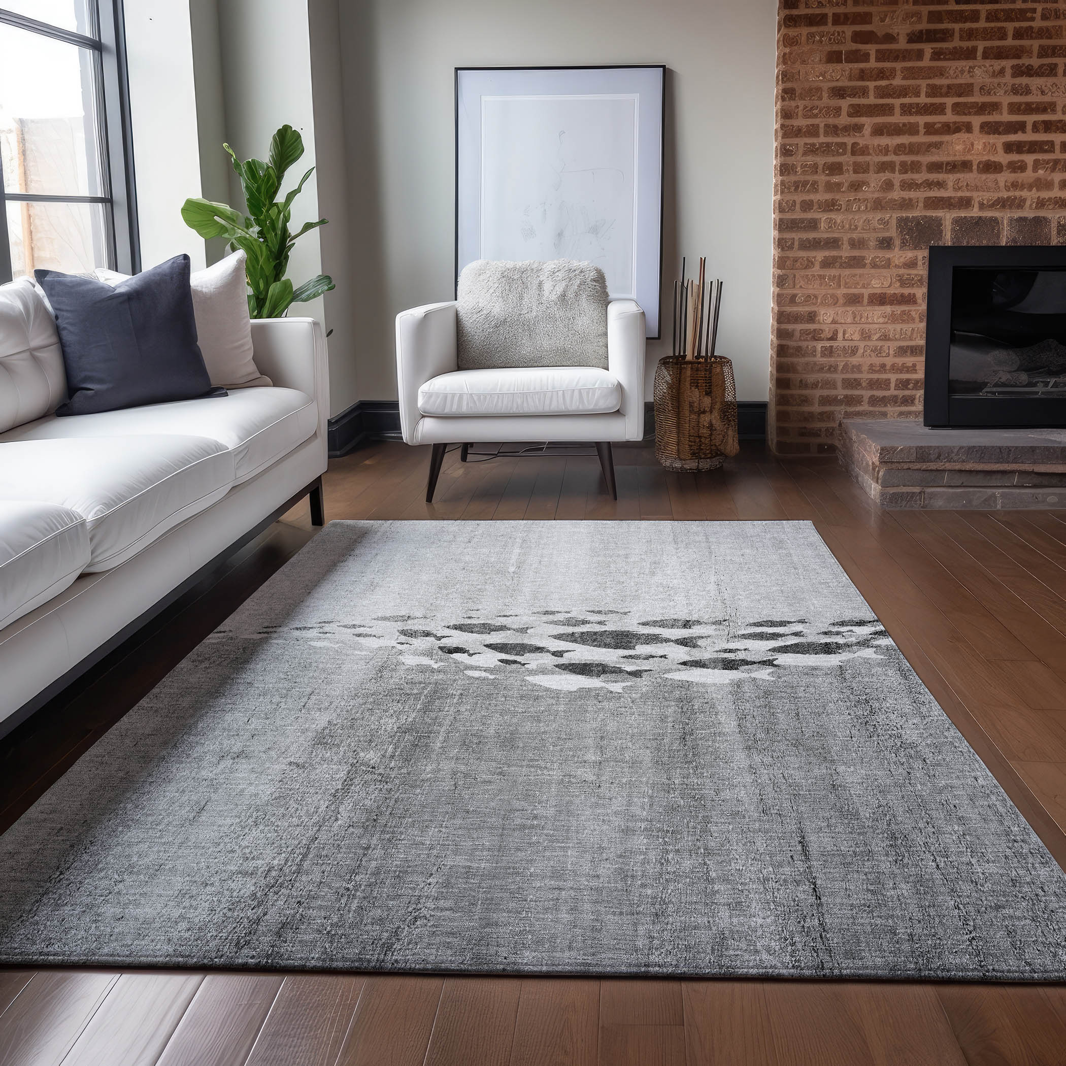 Addison Rugs ACN627GY30X46 Chantille ACN627GY 2 x 3 (ft) Polyester Gray Rectangular Indoor/Outdoor Geometric Machine washable Area rug