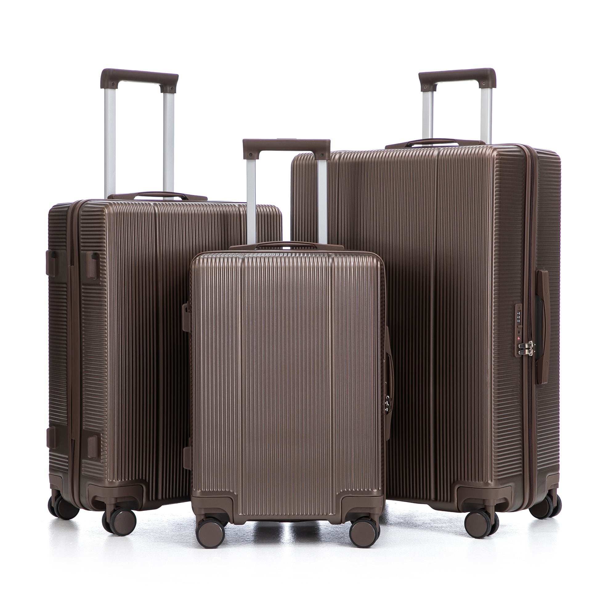 SINOFURN SYD9400006GN 19.3x11.4x29.5 Brown Plastic Hardshell Suitcase set 3 -Bag