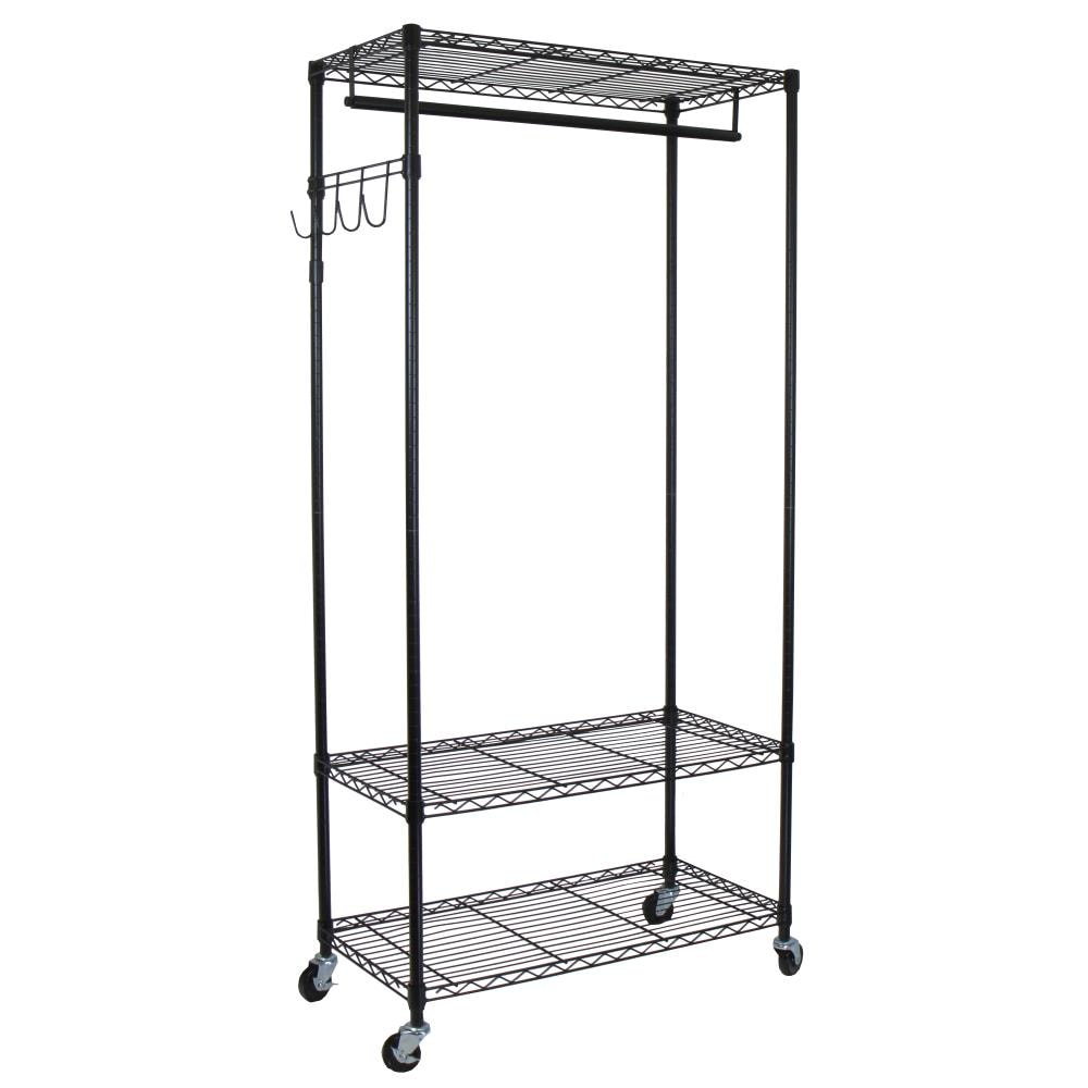 Home Basics Navy Plastic Clothing Rack, 70 Inches Height, 50 lbs
