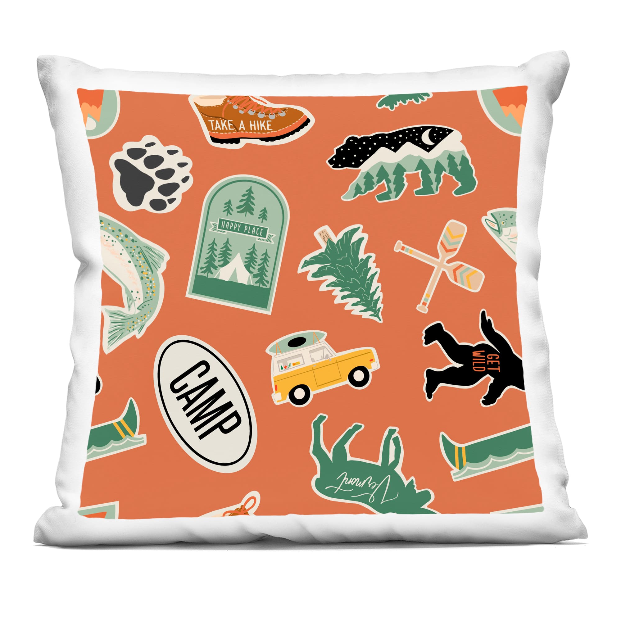 Stupell Industries  Outdoorsy Nature Sticker Shapes Decorative Printed Throw Pillow design by Jilly Jack Designs 18 x 18