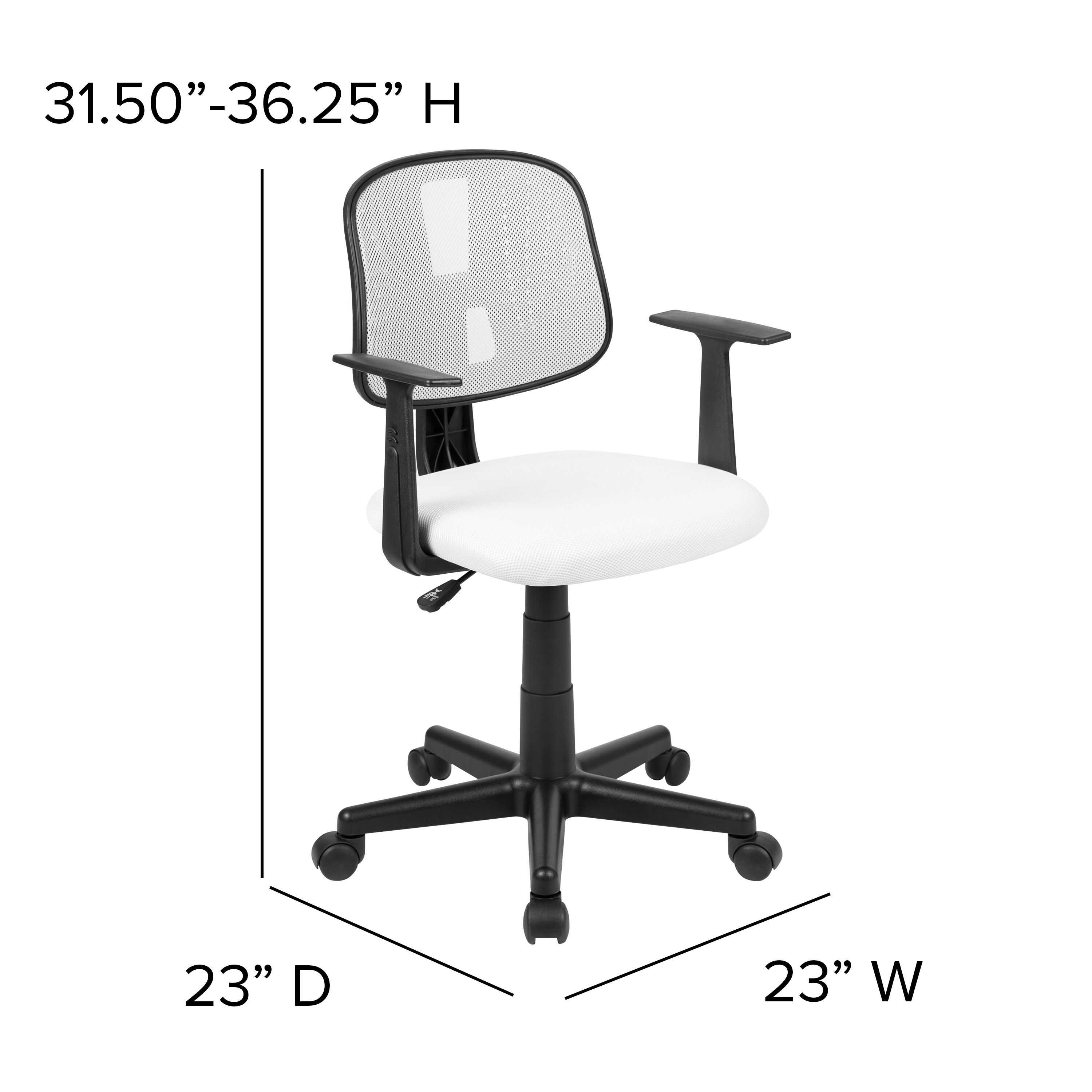 Flash Furniture Fundamentals Mid-Back Gray Mesh Swivel Task Office Chair with Pivot Back and Arms