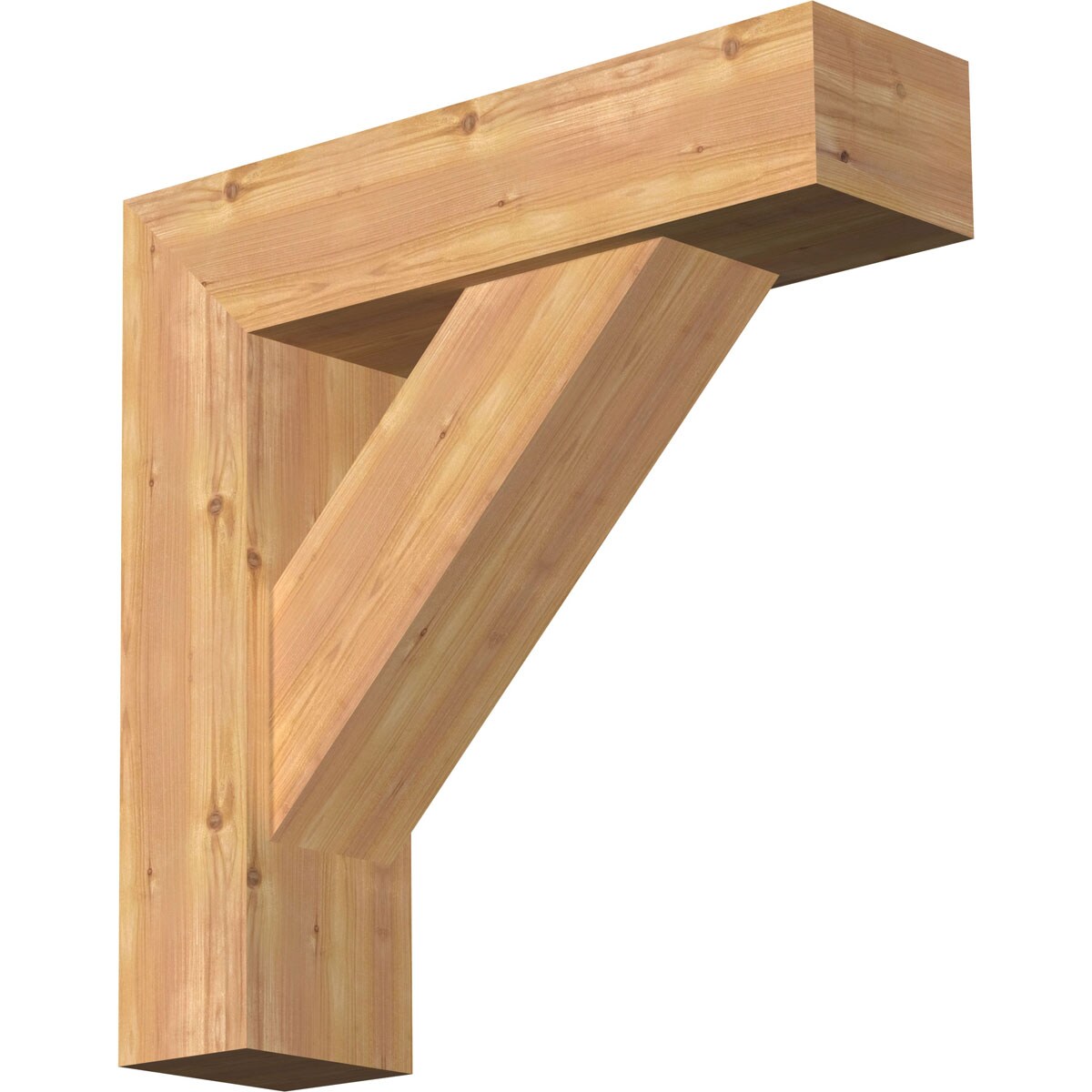 Ekena Millwork 1464882 Traditional Block Smooth Bracket with Offset Brace 7-1/2-in x 28-in x 28-in Western red cedar Brown Wood Standard bracket