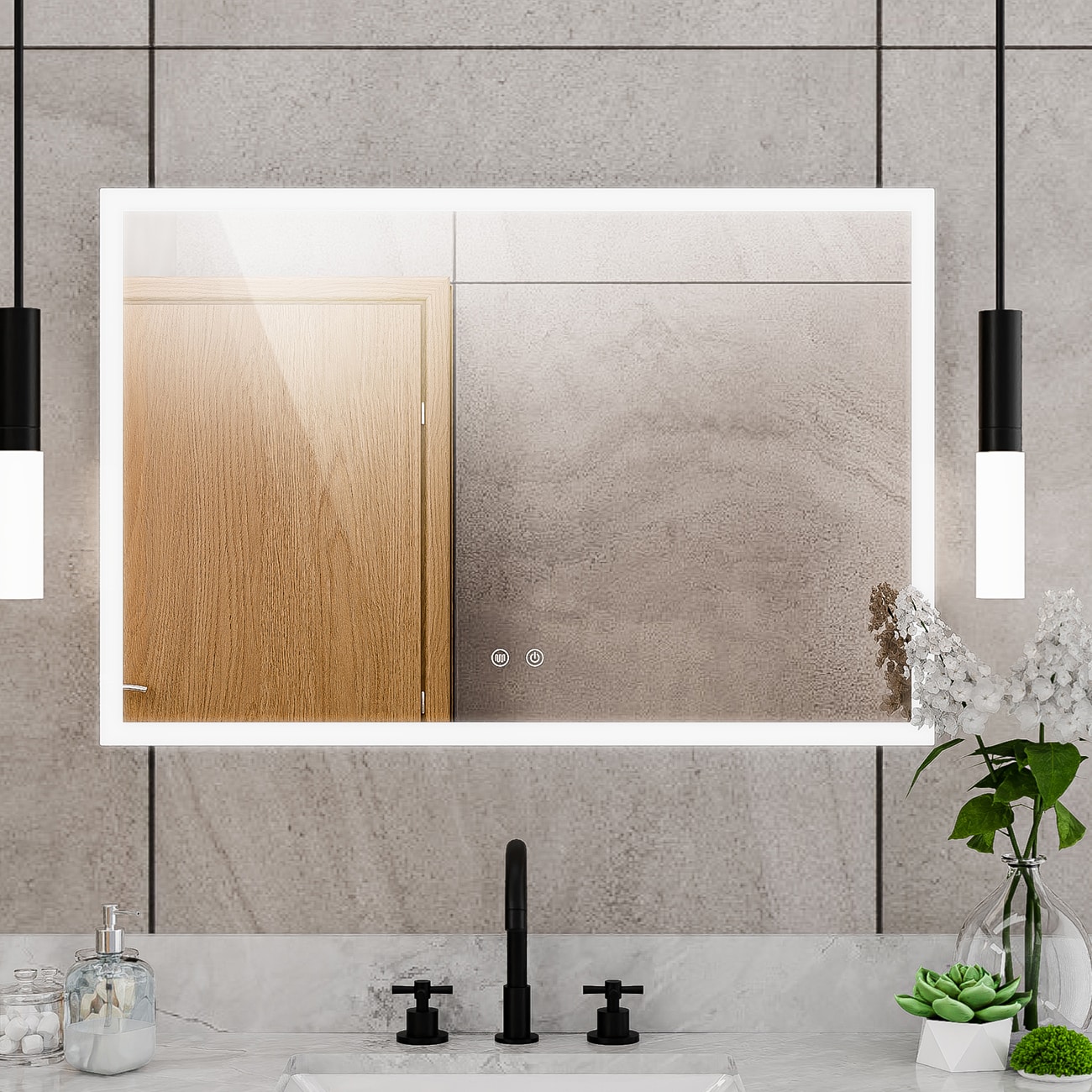 DreamLine LMBL2436R Brilliance 36-in x 24-in Framed Rectangle Dimmable LED Lighted Bathroom Vanity Mirror ( Mirror )