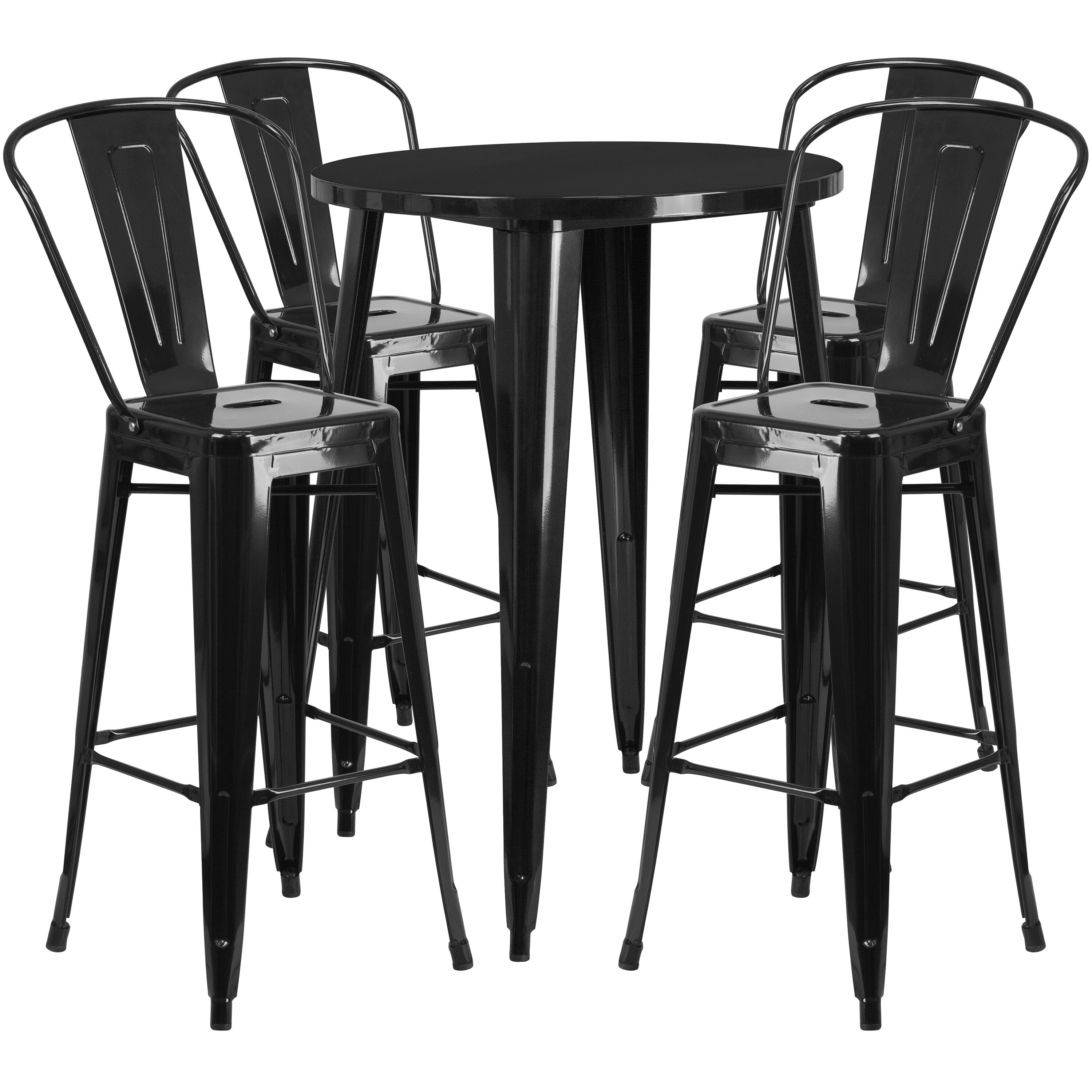 Flash Furniture 889142082354 Black Contemporary/Modern Dining Room Set with Round Table (Seats 4)