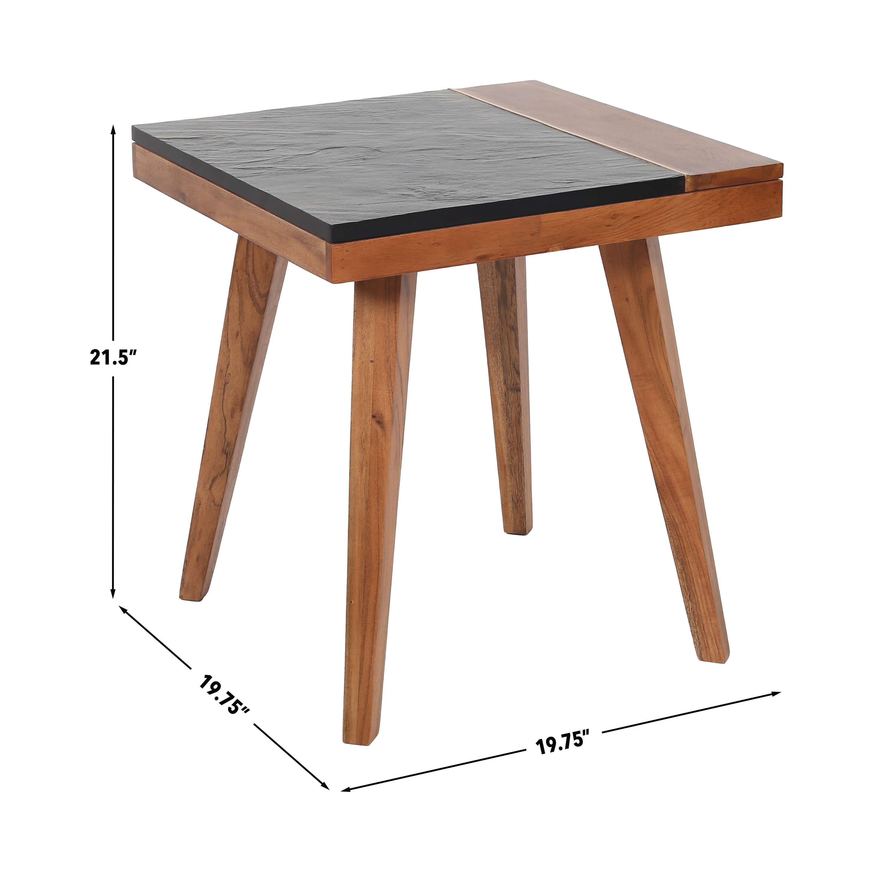 Caspian Slate and Natural Acacia Wood Square End Table