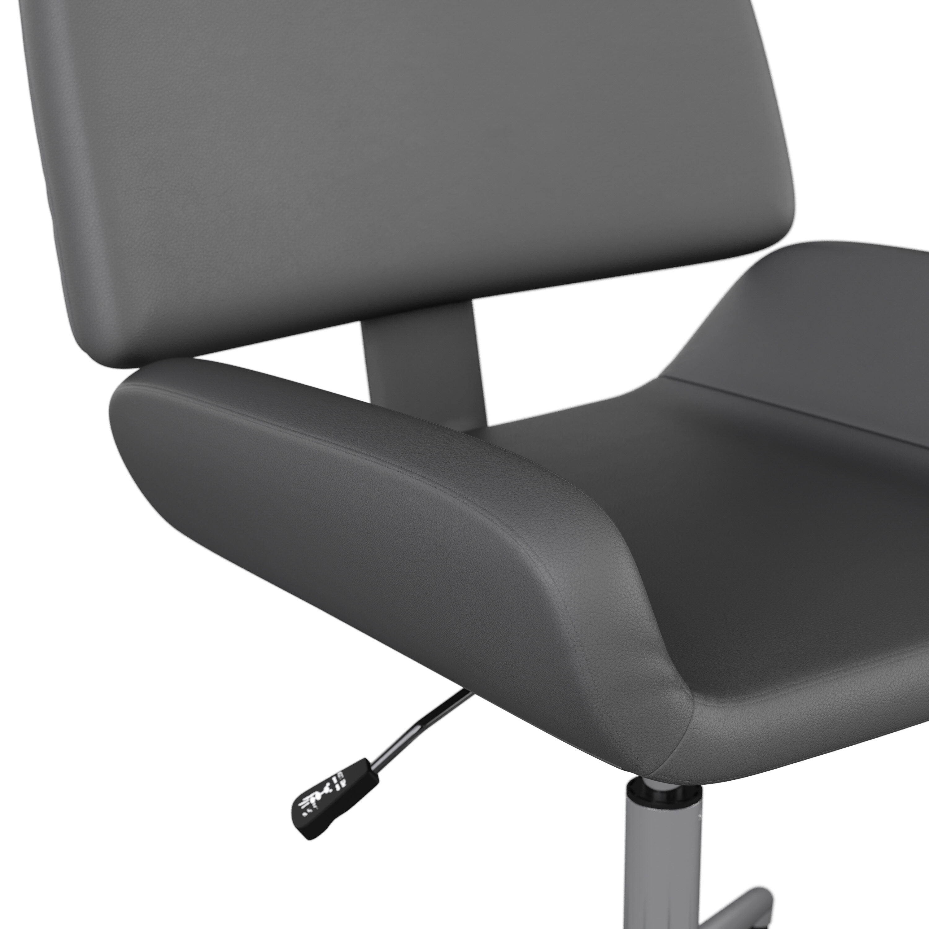 Gray Faux Leather Armless Swivel Office Chair with Polished Nickel Frame