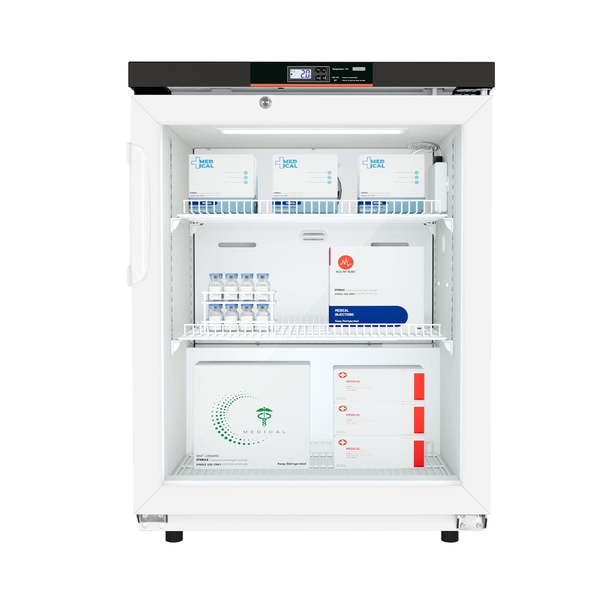 KoolMore LOW-KM-PHR-45C 4.5-cu ft Commercial Refrigerators 1 Glass -Door Freezerless ( White )