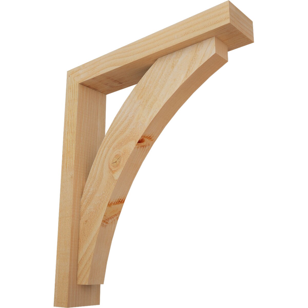 Ekena Millwork 1464017 Thorton Block Rough Sawn Bracket with Offset Brace Douglas Fir Wood Standard Bracket