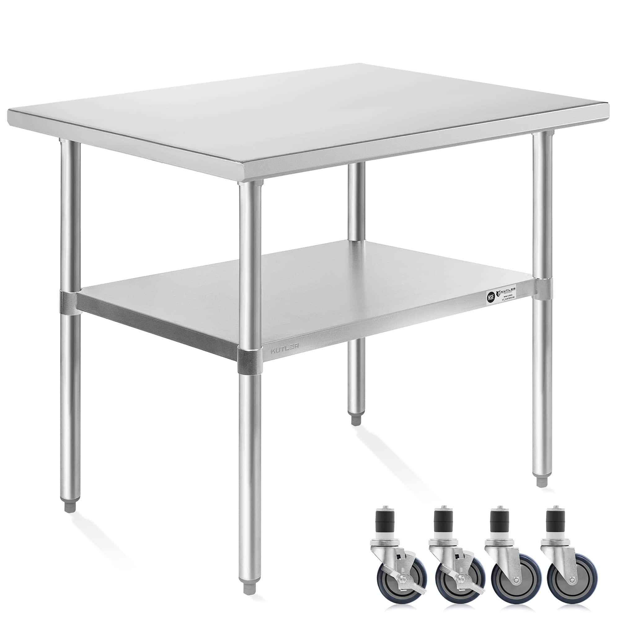 KUTLER PREP-KT-05-4W. 24 x 36-in NSF Commercial Stainless Steel Prep and Work Table w Wheels