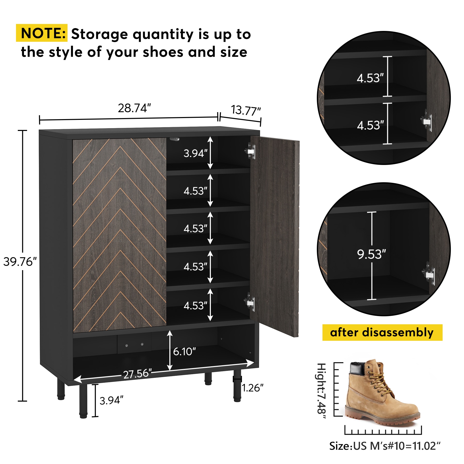 Homegear Large Free Standing Fabric Shoe Rack /Storage Cabinet