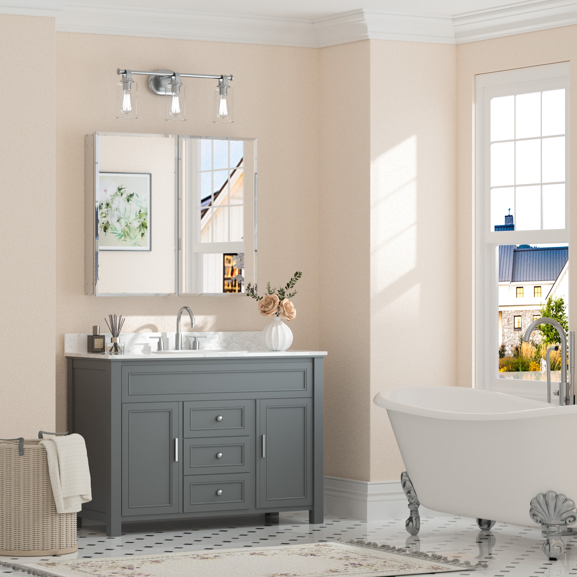 Keonjinn LW-JG-FJXP-9181-SI Bathroom-Medicine-Cabinets - View #2