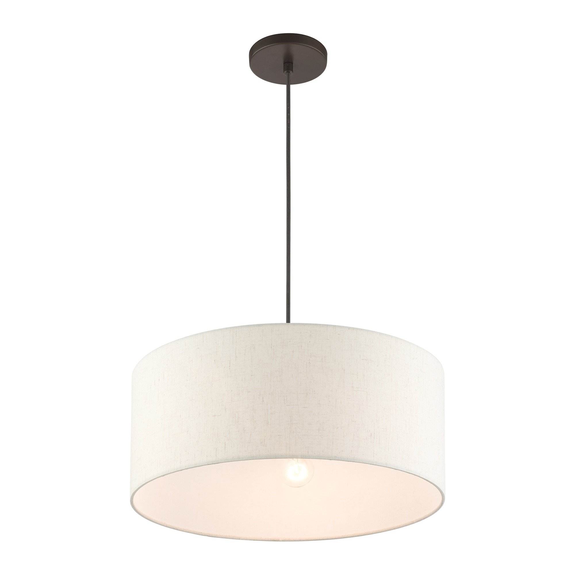 Meadow 3-Light English Bronze Drum Pendant with Oatmeal Shade