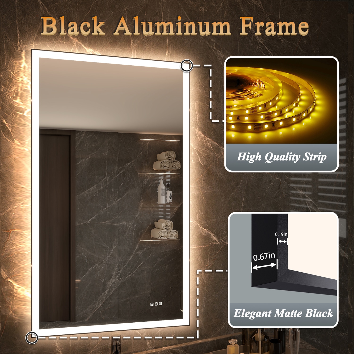 ExBrite KMBM6028BL Framed-Bath-Mirrors - View #9