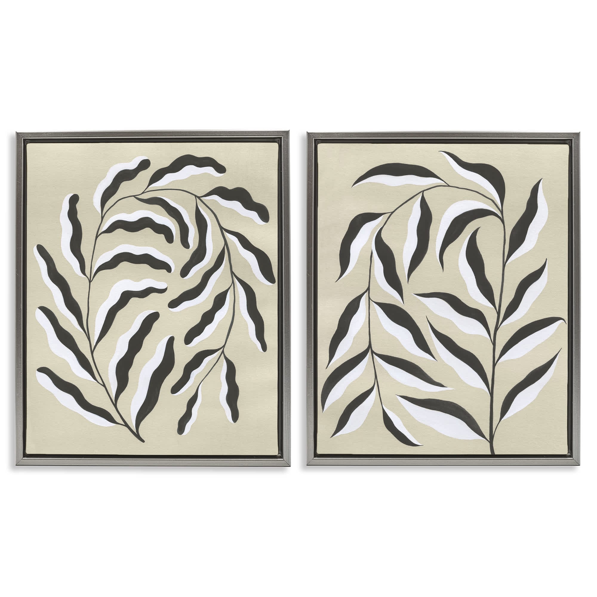Stupell Industries B2-773-FFL-2PC-16X20 Midcentury Mod Botanicals 2pc Floating Frame Set design by Grace Popp