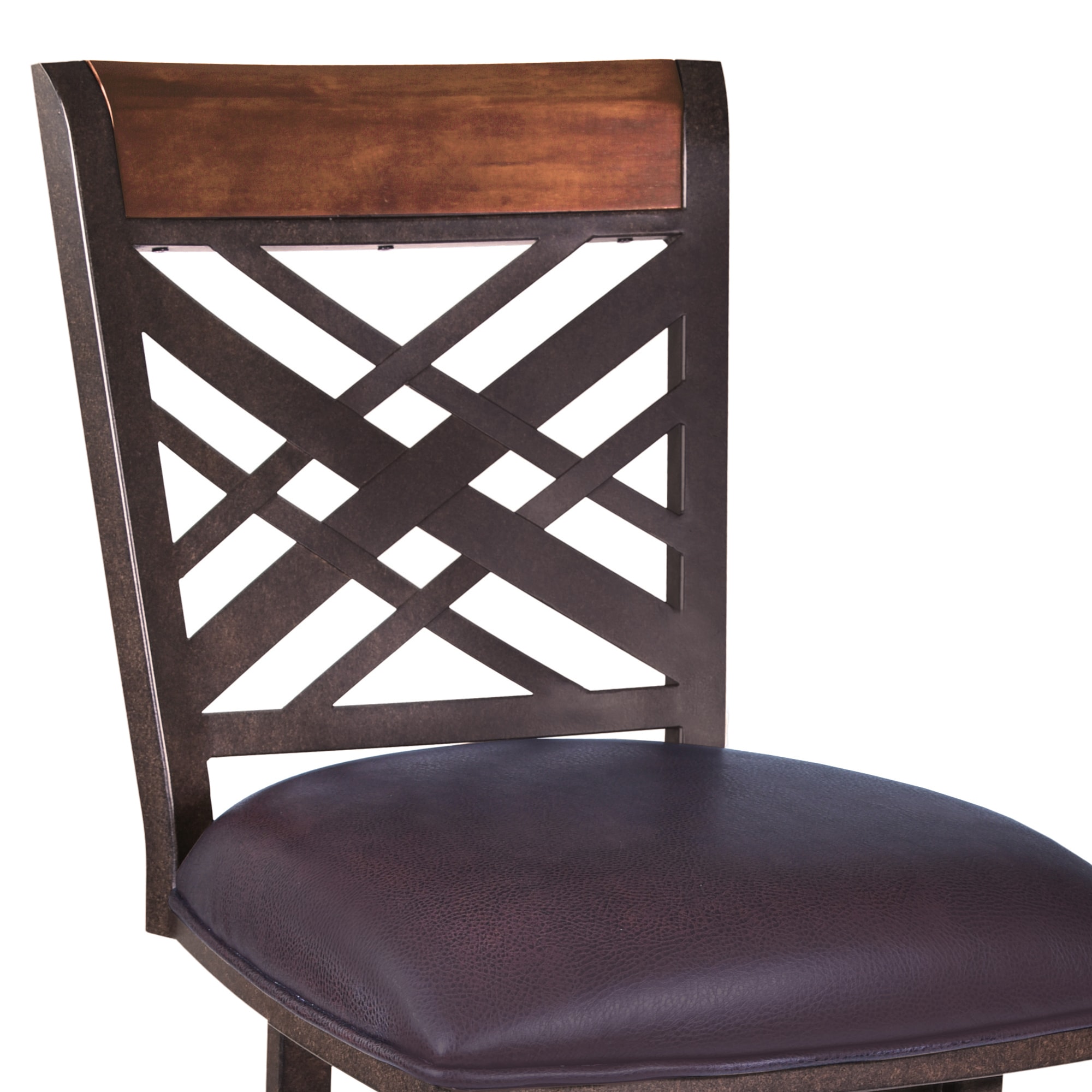 Tahiti Brown Faux Leather Swivel Metal Bar Stool with Arms