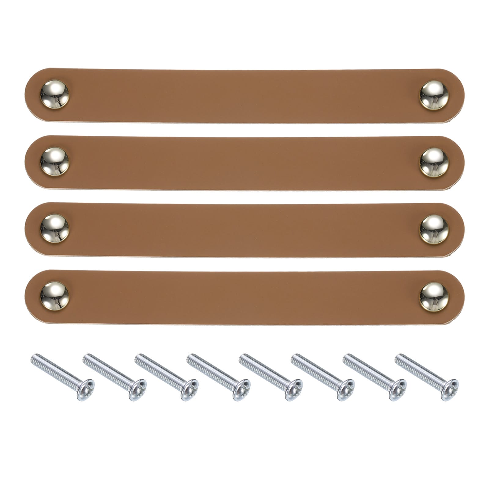 Unique Bargains 4pcs Leather Drawer Pulls Kitchen and Wardrobe Door Knobs Leather Pulls Dresser Handles with Screw for Bathroom Kitchen Bedroom Dresser Cupboard Light Brown #S25093000UX6244