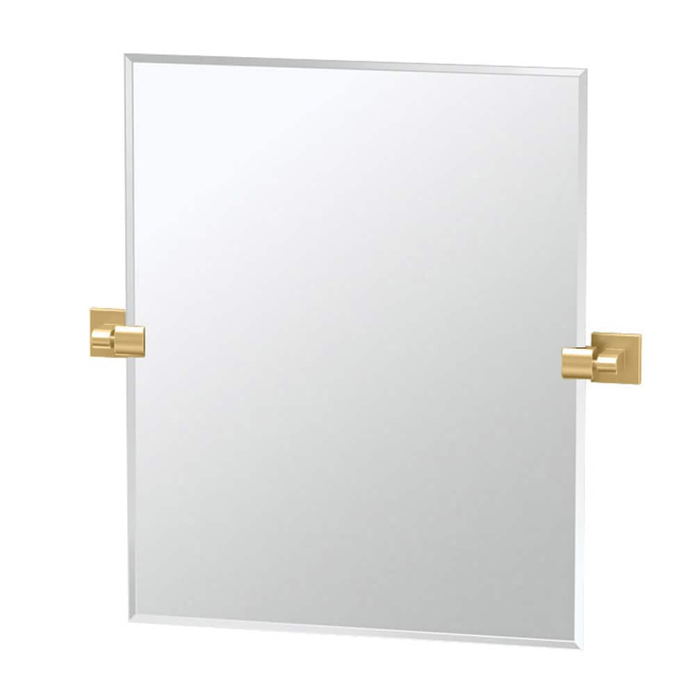 Elevate Brushed Brass Frameless Rectangular Bathroom Vanity Mirror
