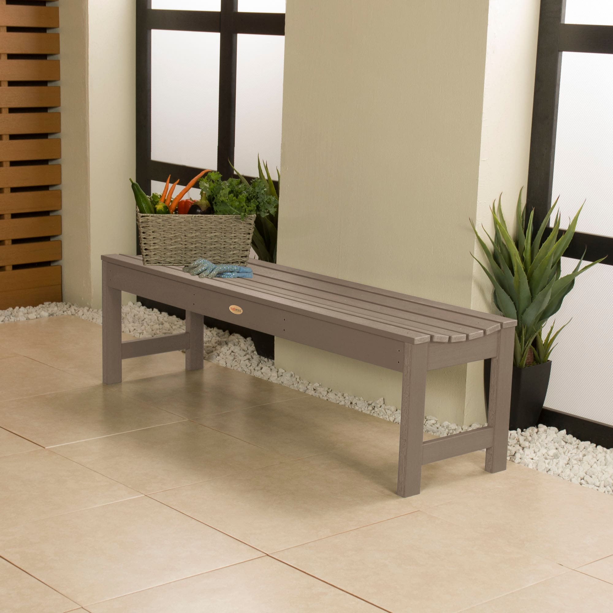 highwood AD-BENN1-WBR Lehigh 46.13-in W x 17.19-in H Woodland Brown Plastic Traditional Bench