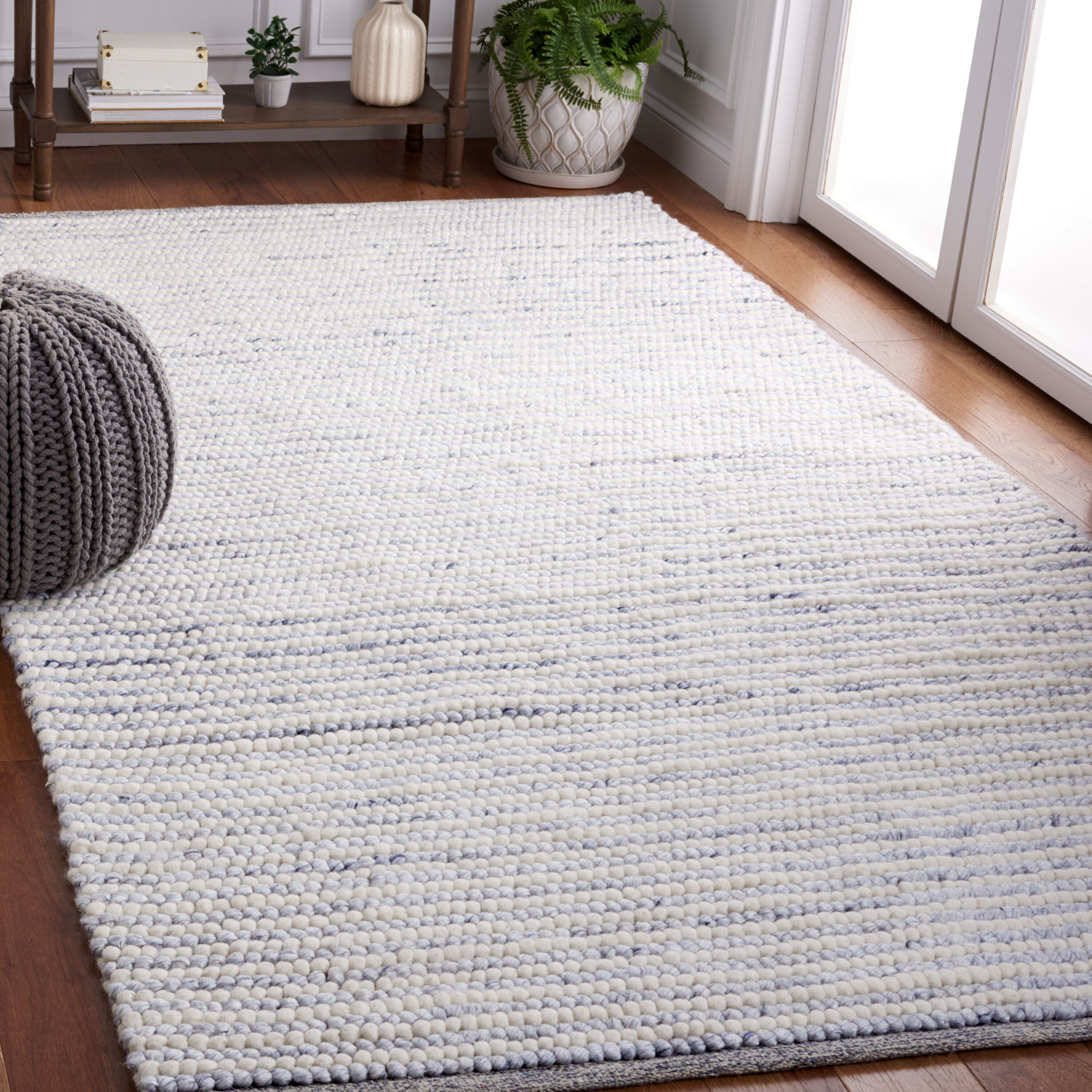  Msr Natura 9650 Ivory/Blue Solid / Tonal 5ft x 8ft Medium Rectangle Rug
