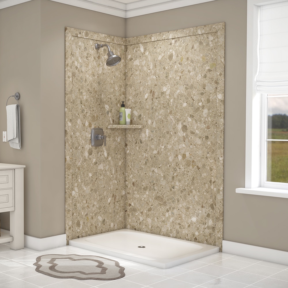 FlexStone SSK48367821PF Elegance 2 48-in W x 36-in D x 80-in H Petrafini Glue To Wall Panel Kit