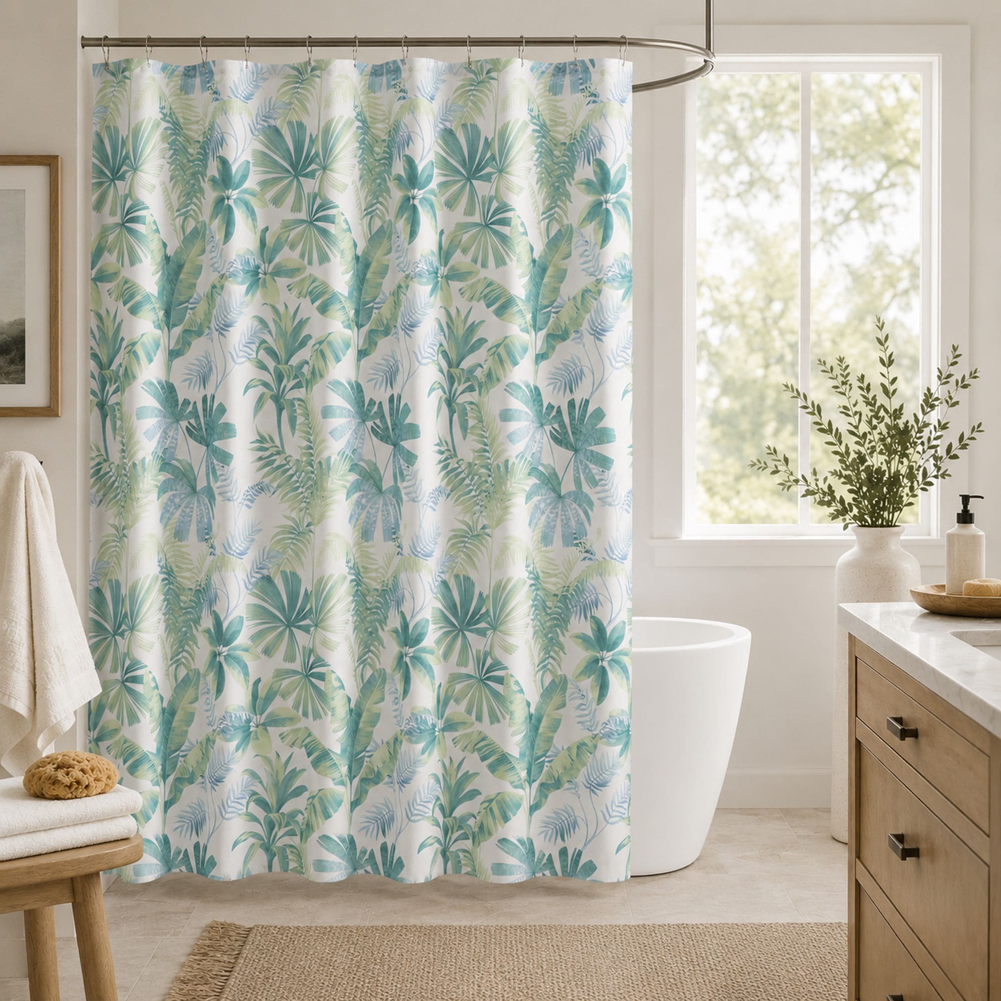 KATE AURORA  Tropic Essentials Palma Fabric Shower Curtain - Standard Size