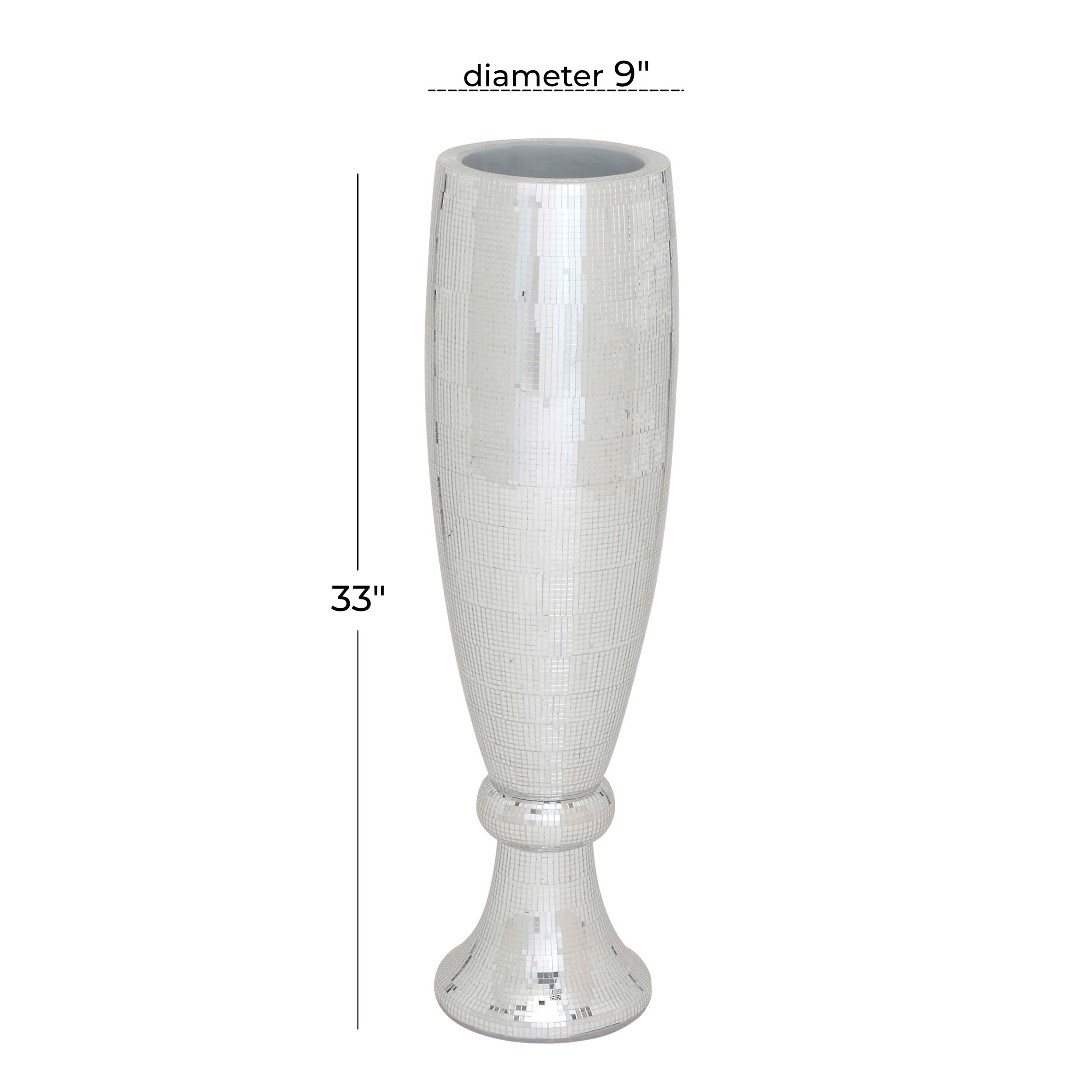Tall Silver Mosaic Mirror Inlay Decorative Floor Vase