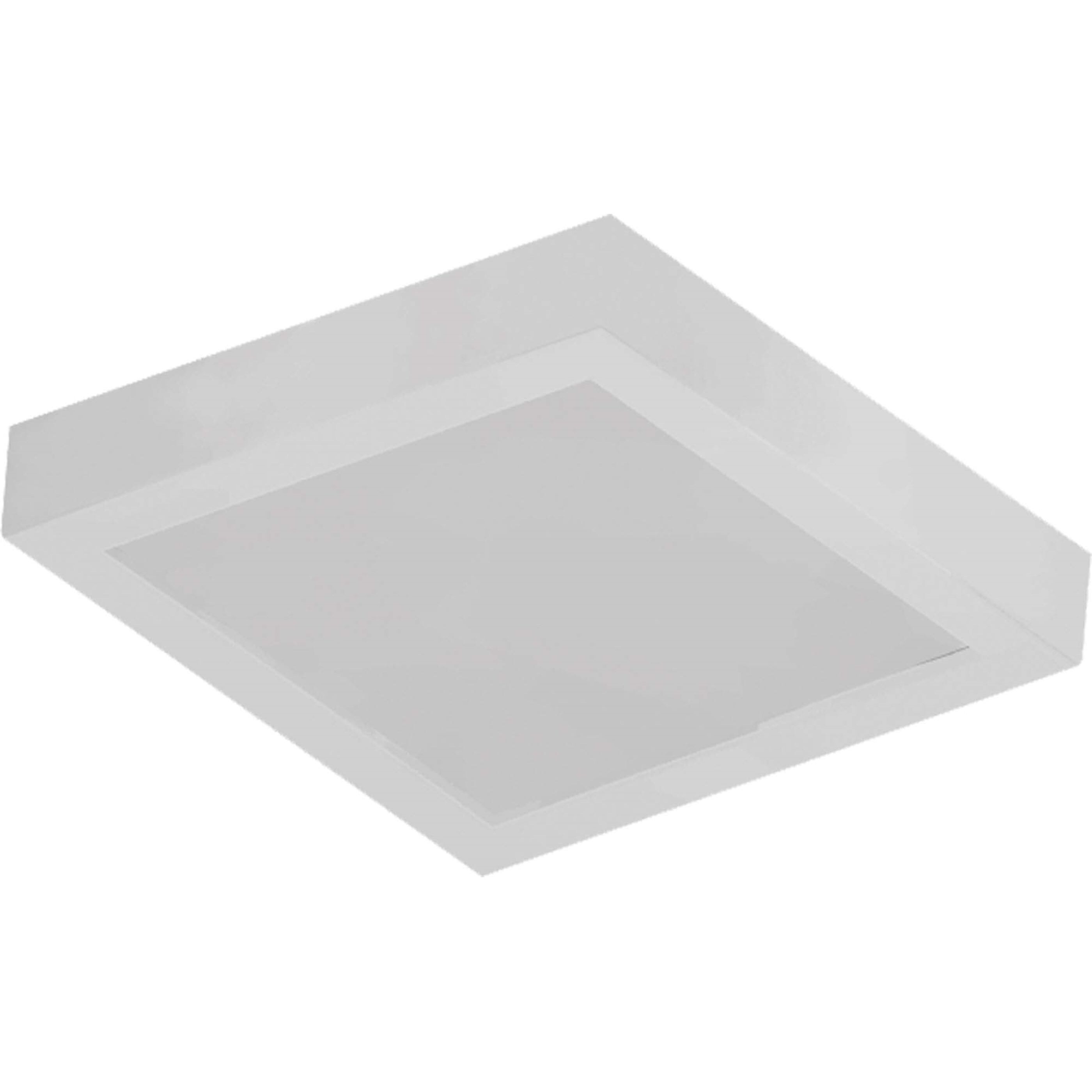 Satin White Square LED Flush Mount Ceiling Light, Modern 8"