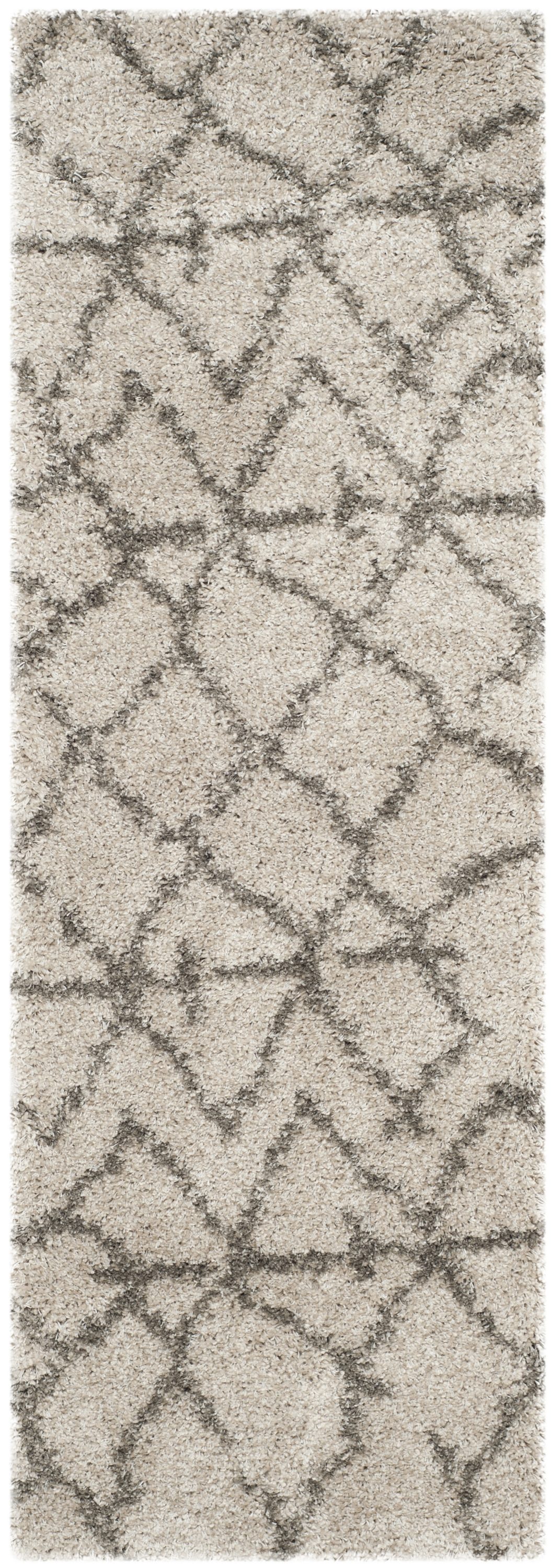Safavieh SGB482D-25 Belize Rosby Shag 2 x 5 (ft) Loomed Polypropylene Taupe/Gray Rectangular Indoor Geometric Moroccan Throw rug