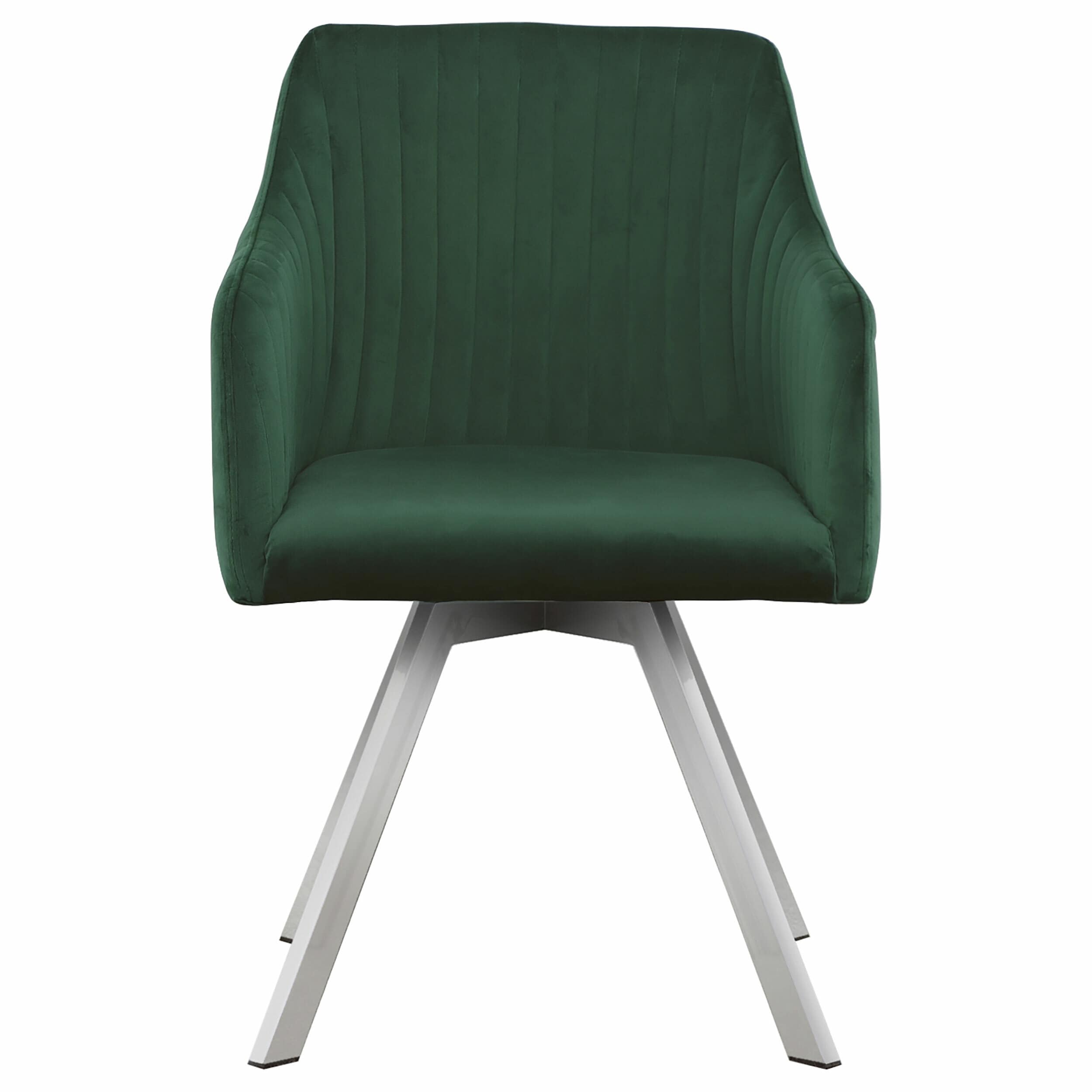 Contemporary Green Velvet Upholstered Swivel Arm Chair