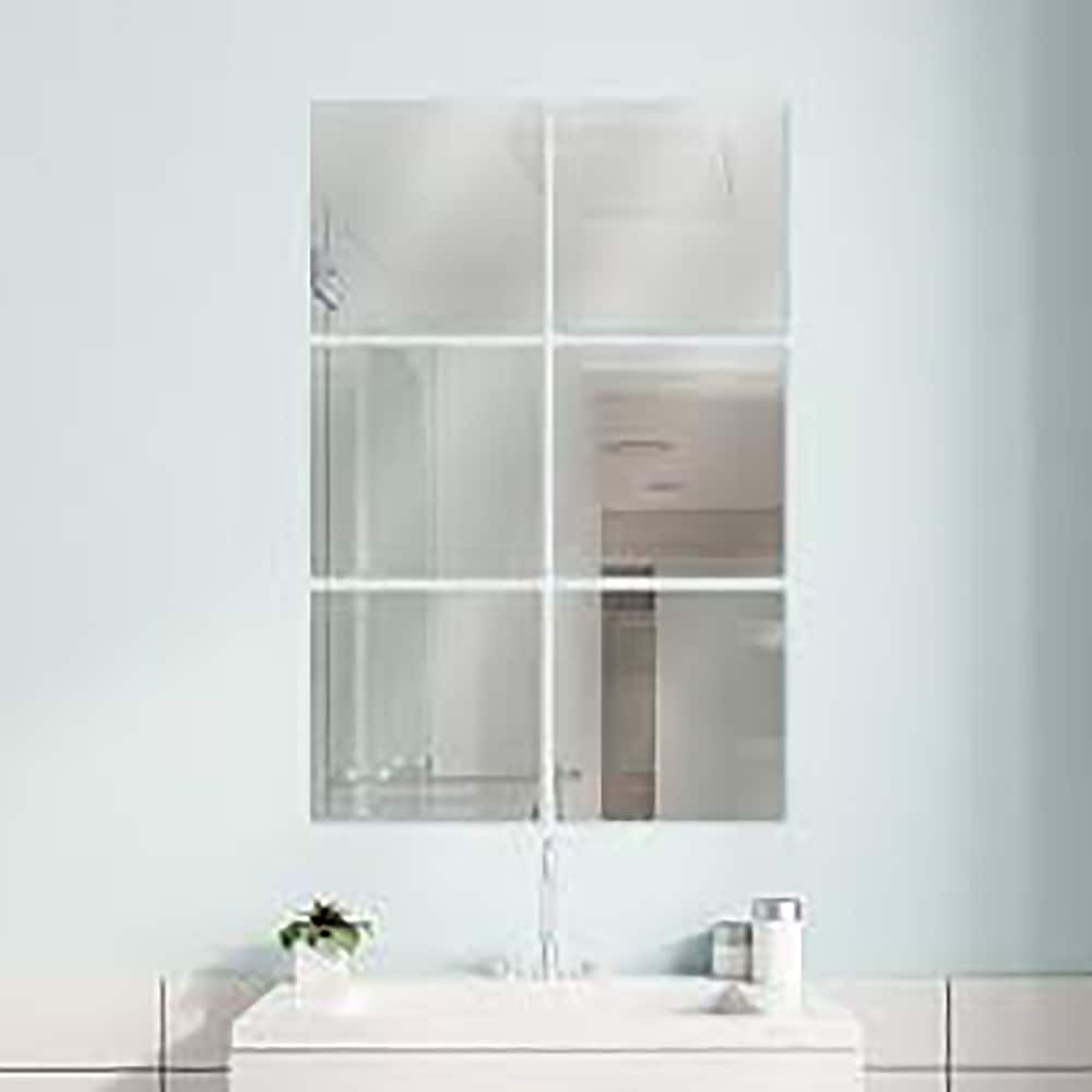 50 Pack Square Glass Mirror Tiles, 4 Inch Glass Mirror Panels for