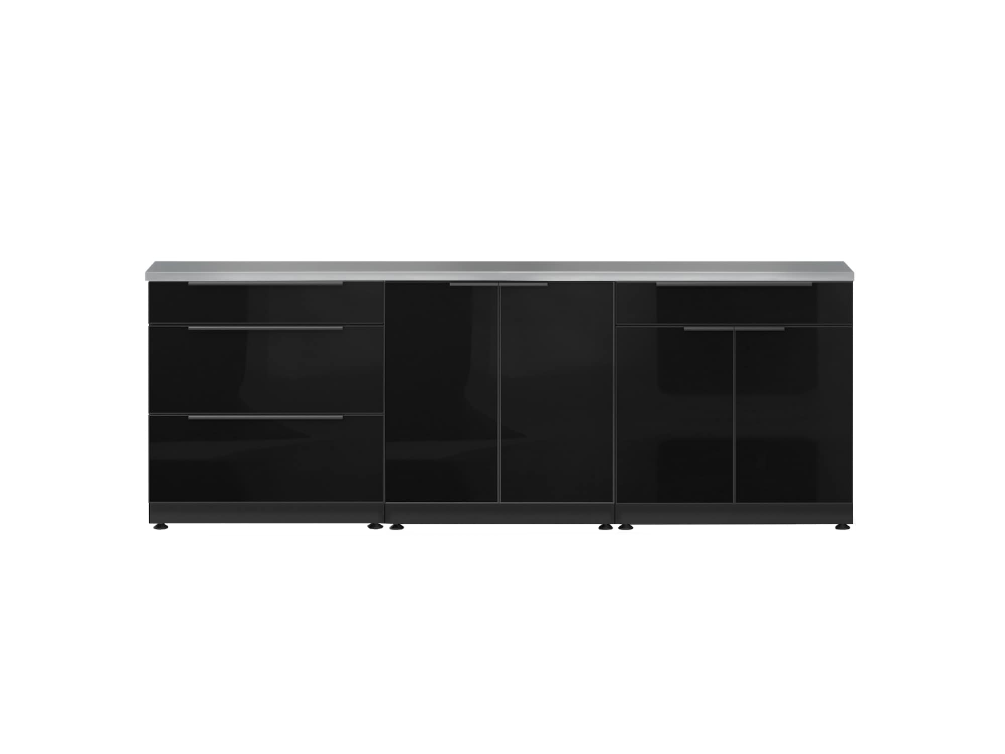 NewAge Products Aluminum Black 3 -Piece 96-in W x 24-in D x 36.5-in H Modular Outdoor Kitchen Set #73866