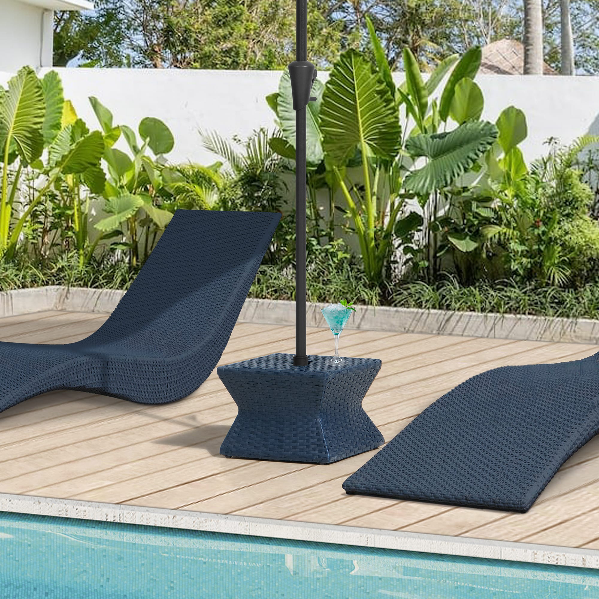 Sunjoy A210051201 Square Rattan Outdoor Coffee Table 15.75-in W x 15.75-in L with Umbrella Hole