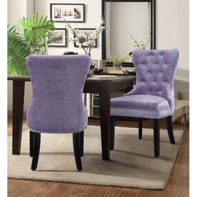 Chic Home Design Set Of 2 Diana, Purple And Grey Dining Room Chairs Velvet