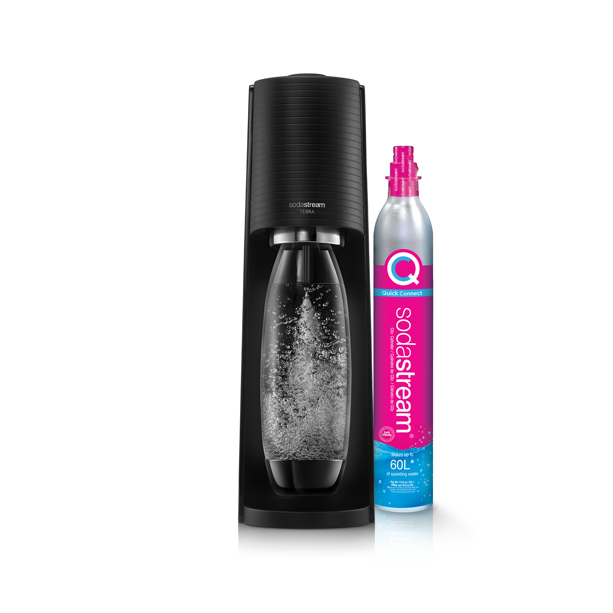 SodaStream Terra Black Soda Maker - Cordless Design, Includes Bottle and  CO2 Cylinder, Makes Soda, Sparkling Water, and Flavored Water