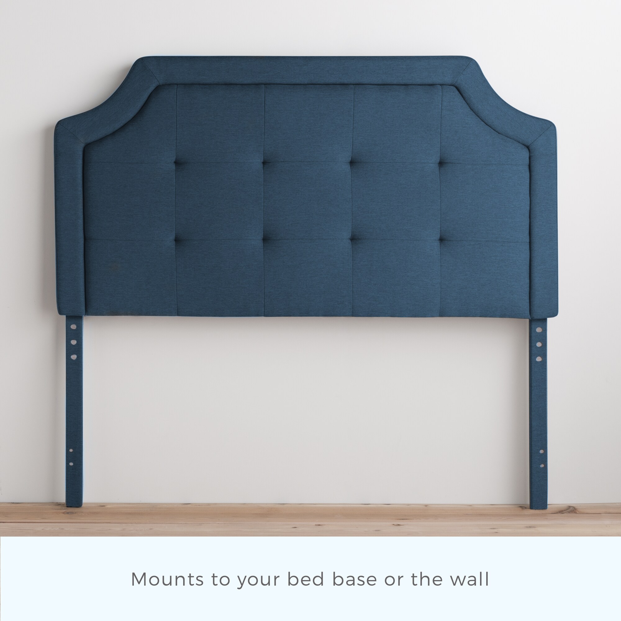 Brookside Scooped with Square Tufting Navy Full Upholstered Headboard ...