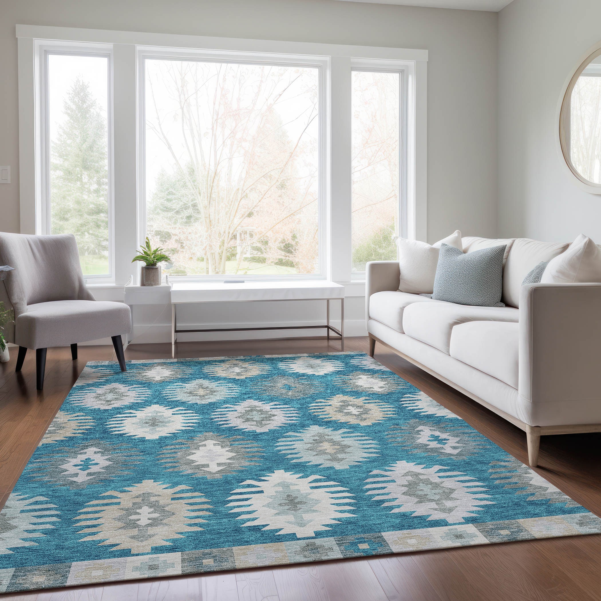 Addison Rugs ACN983TE5X8 Chantille ACN983TE 5 x 7 (ft) Loomed Polyester Teal Rectangular Indoor/Outdoor Machine washable Area rug