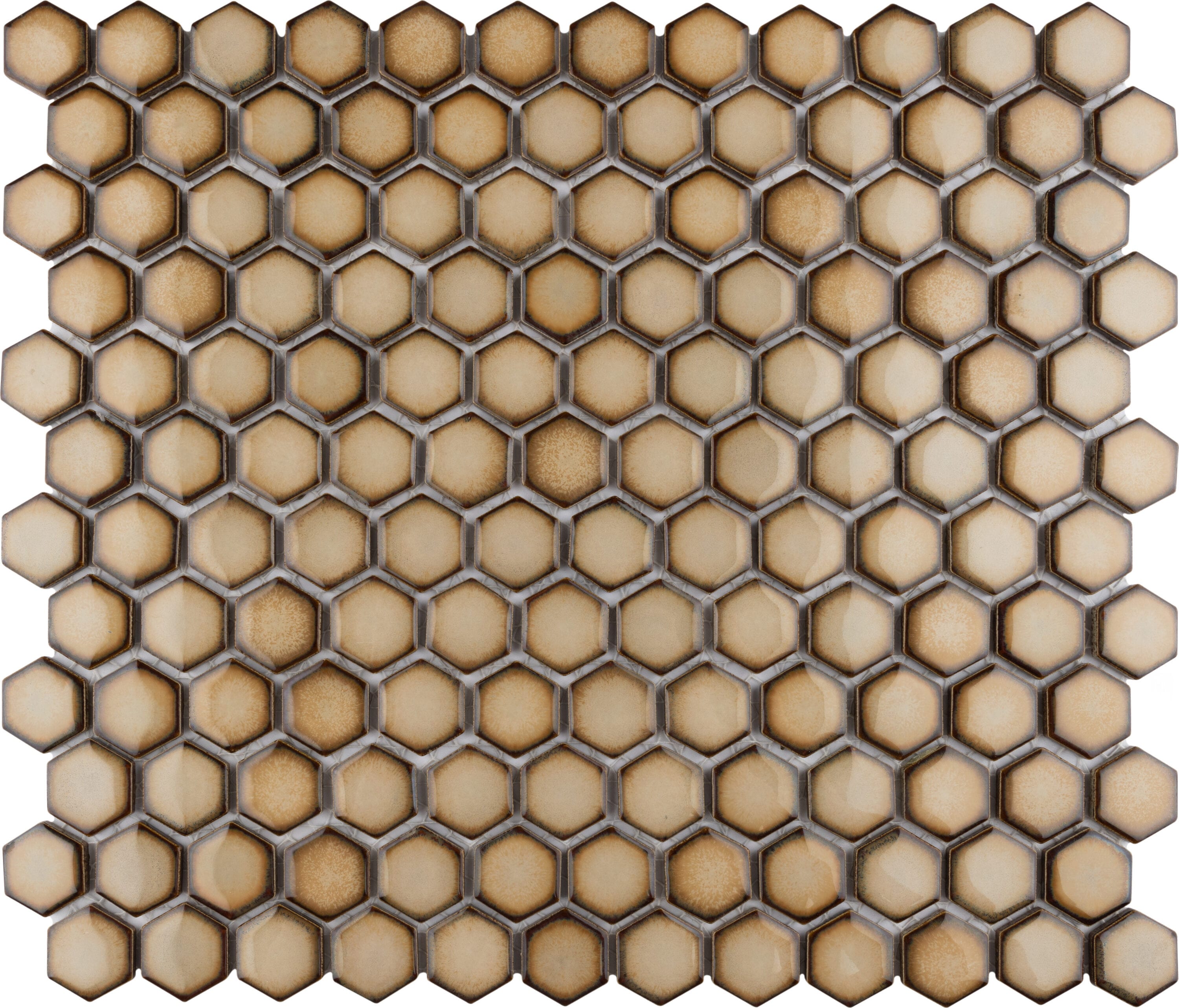 Affinity Tile S1FPLH1X73 Sample- Hudson 1 in. Hex Caffe 6-in x 6-in Glossy Porcelain Patterned Floor and Wall Tile